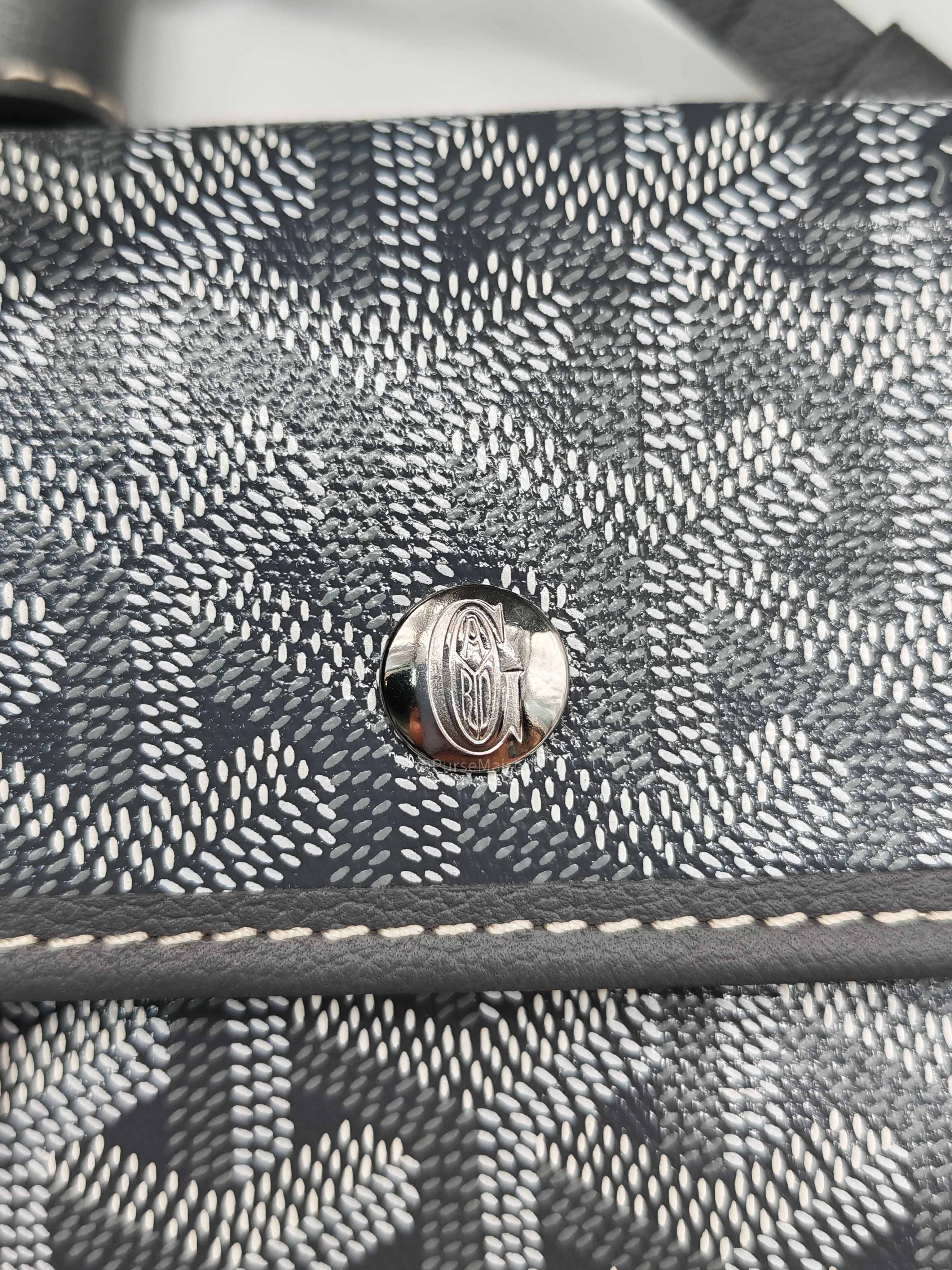 Goyard Saint Louis PM Tote Bag in Gris/Grey Goyardine Canvas with Croc Universel Clip Charm