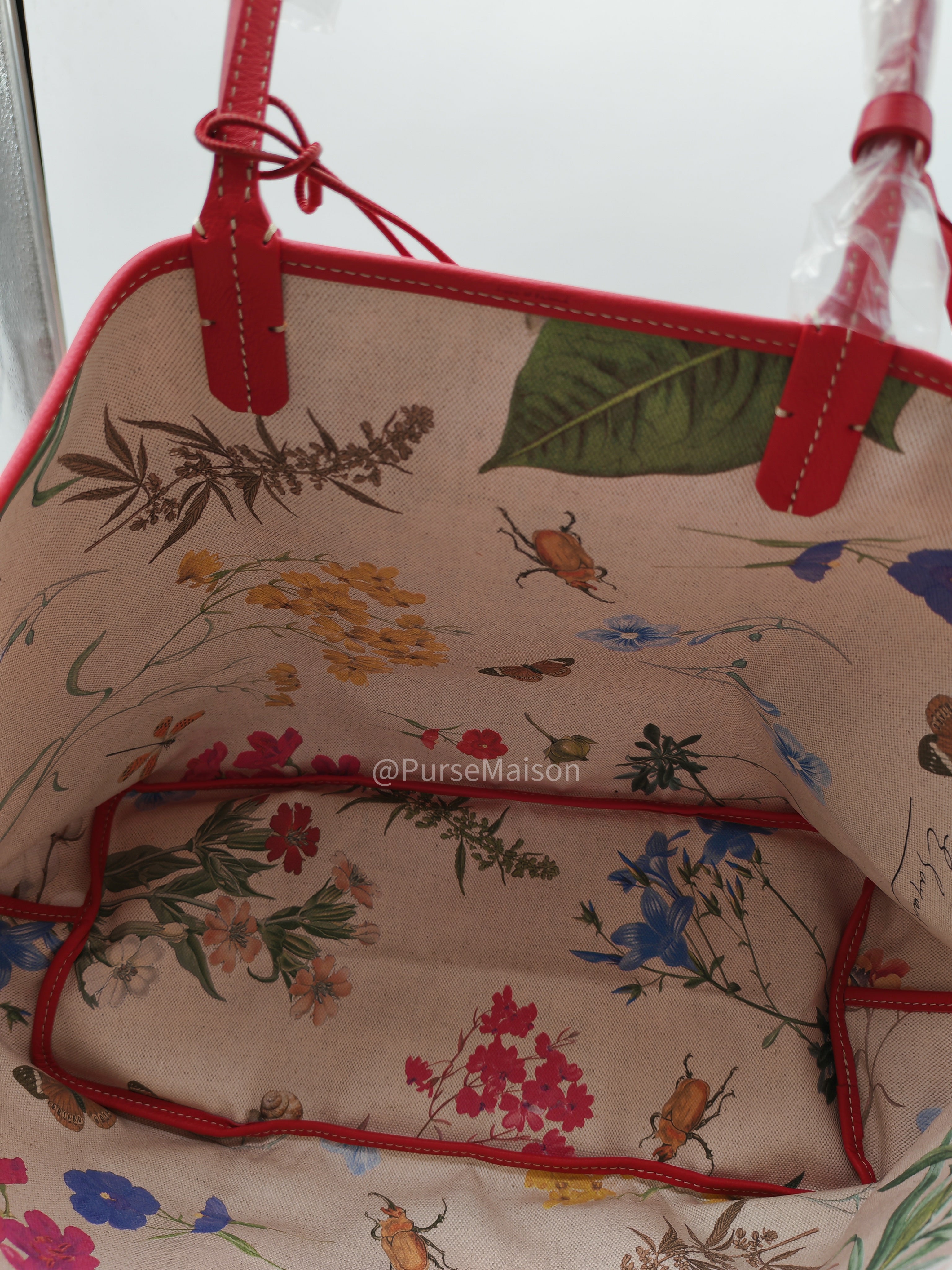 Goyard Saint Louis PM Tote Bag in Red Goyardine Canvas with Sunflower & Dog Hand-Painted Marquage (Limited Edition)