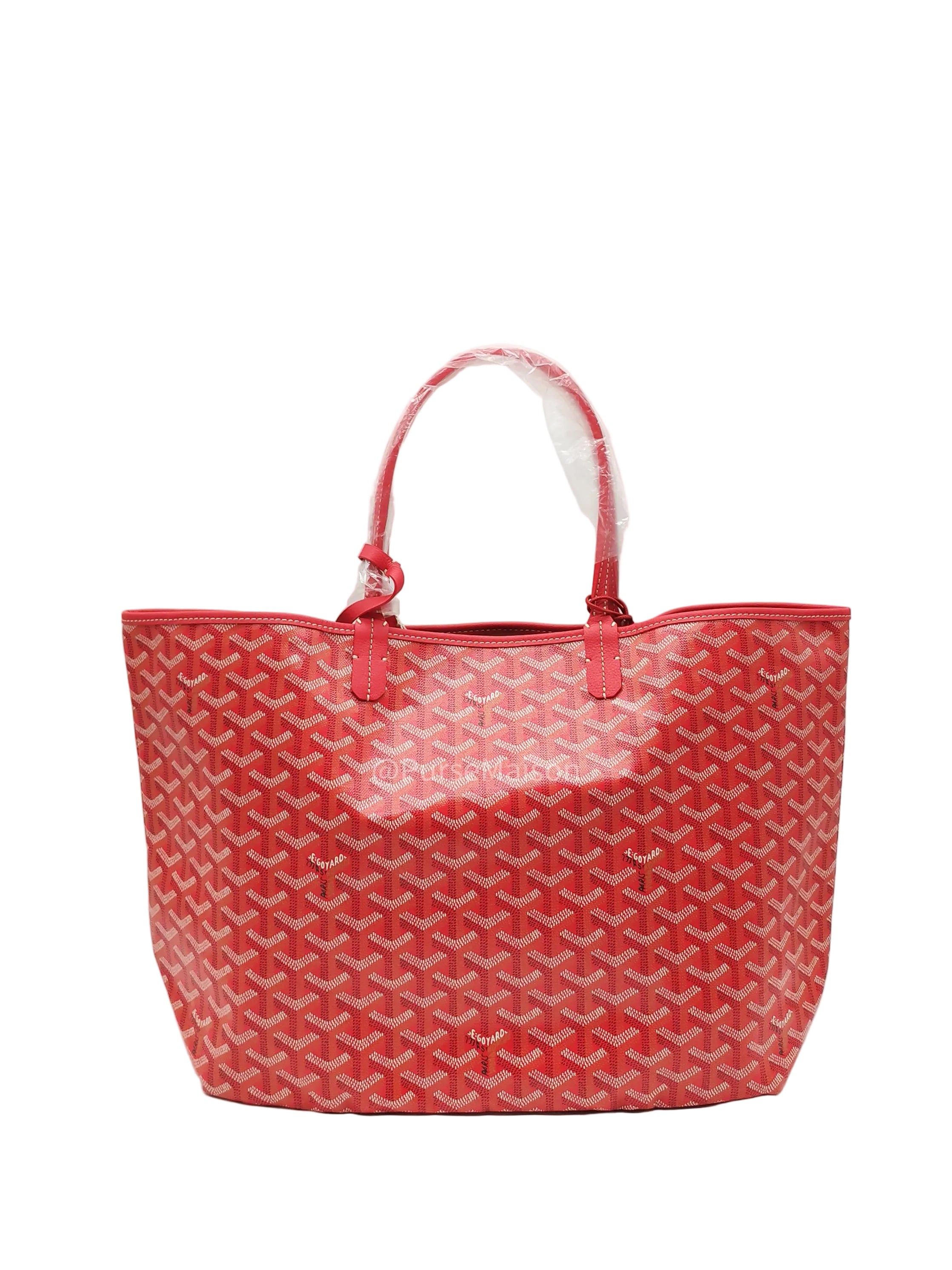 Goyard Saint Louis PM Tote Bag in Red Goyardine Canvas with Sunflower & Dog Hand-Painted Marquage (Limited Edition)