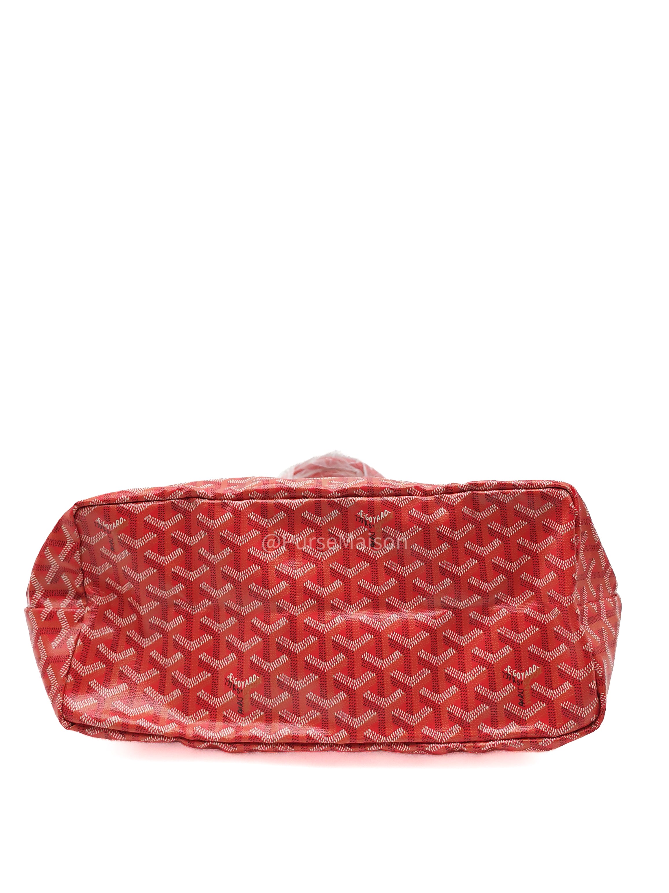 Goyard Saint Louis PM Tote Bag in Red Goyardine Canvas with Sunflower & Dog Hand-Painted Marquage (Limited Edition)