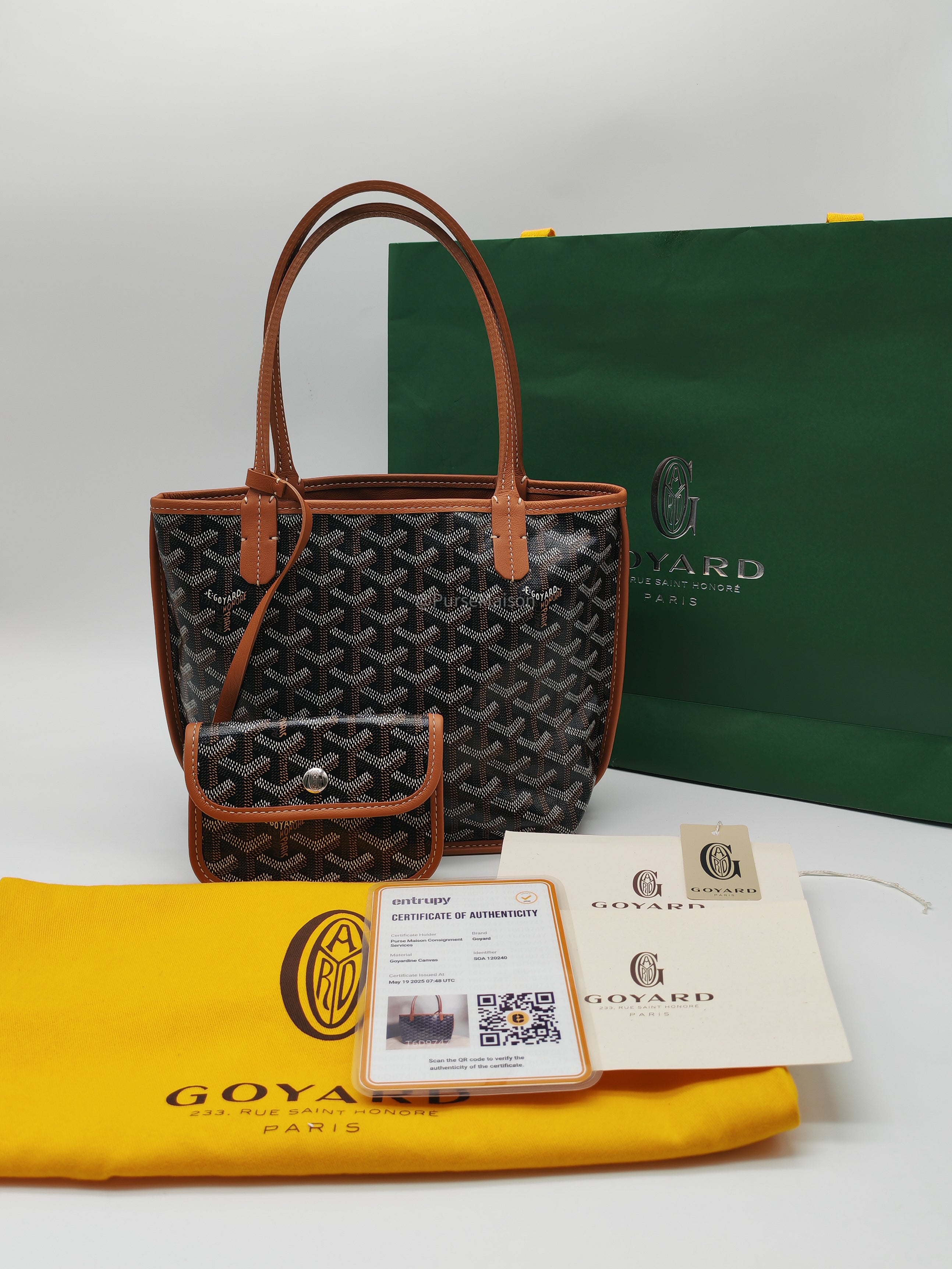 Goyard Mini Anjou Tote Bag in Tan Goyardine Canvas