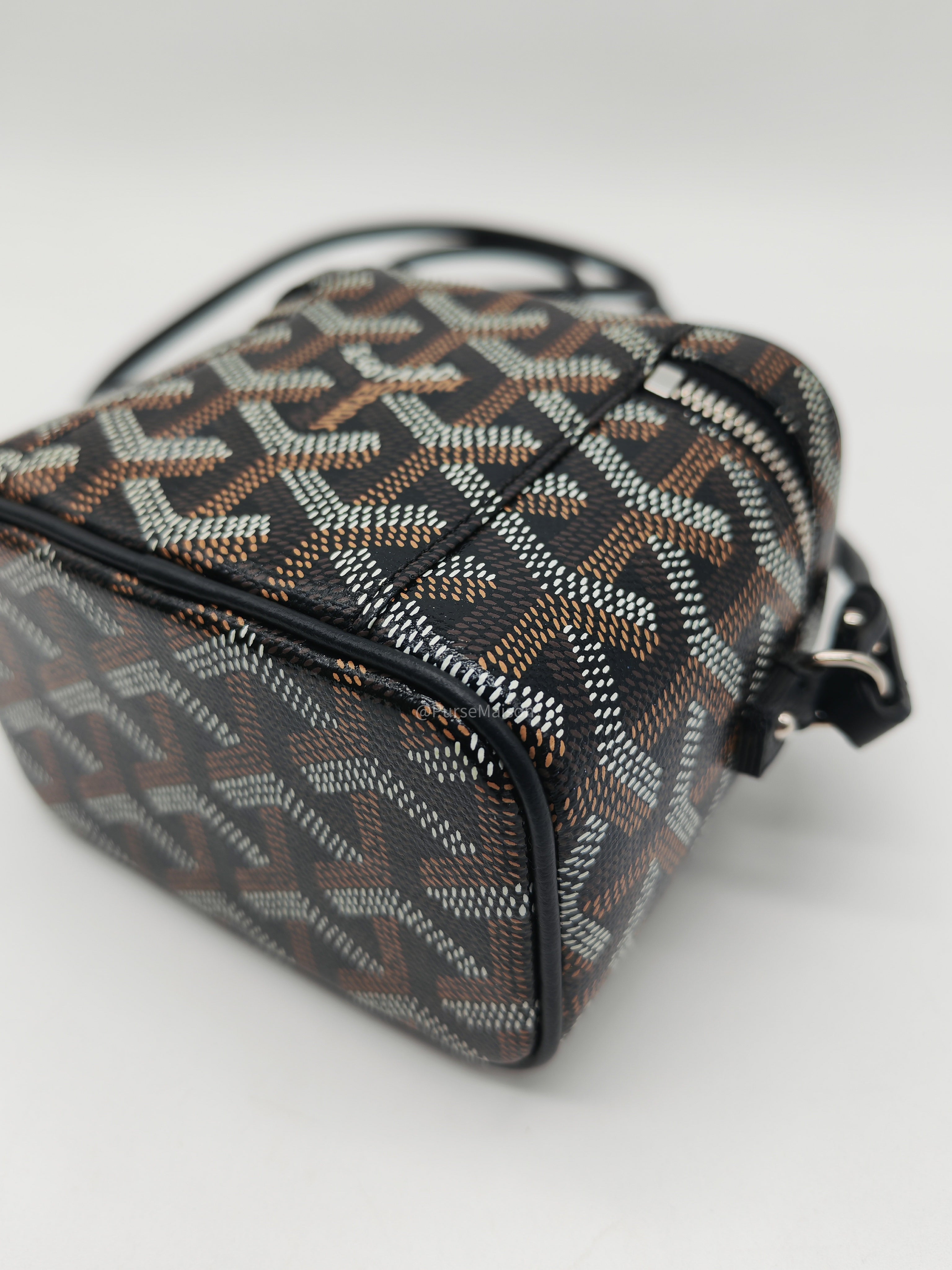 Goyard Muse Nano Vanity Case in Black Goyardine Canvas and Silver Hardware