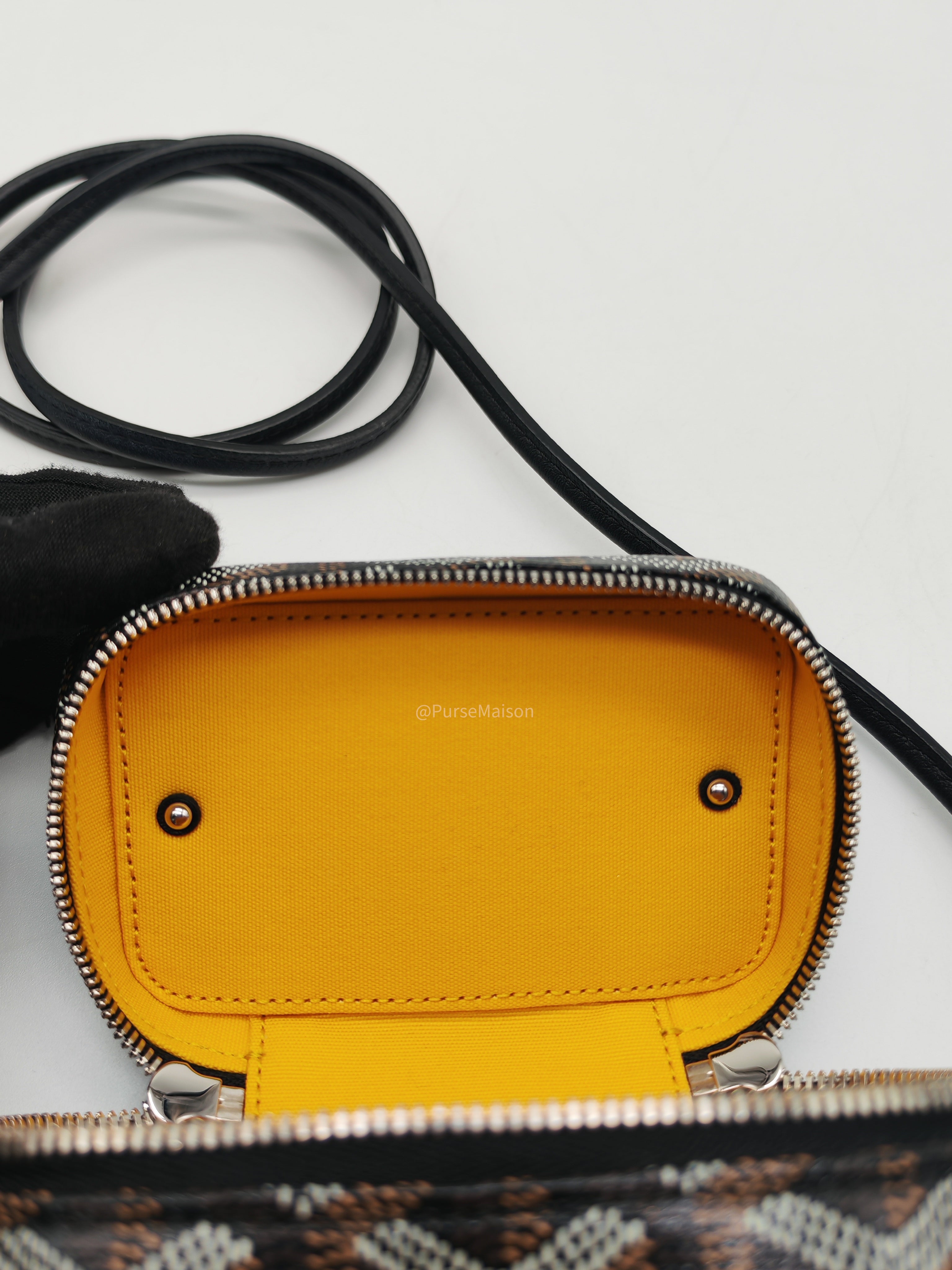 Goyard Muse Nano Vanity Case in Black Goyardine Canvas and Silver Hardware