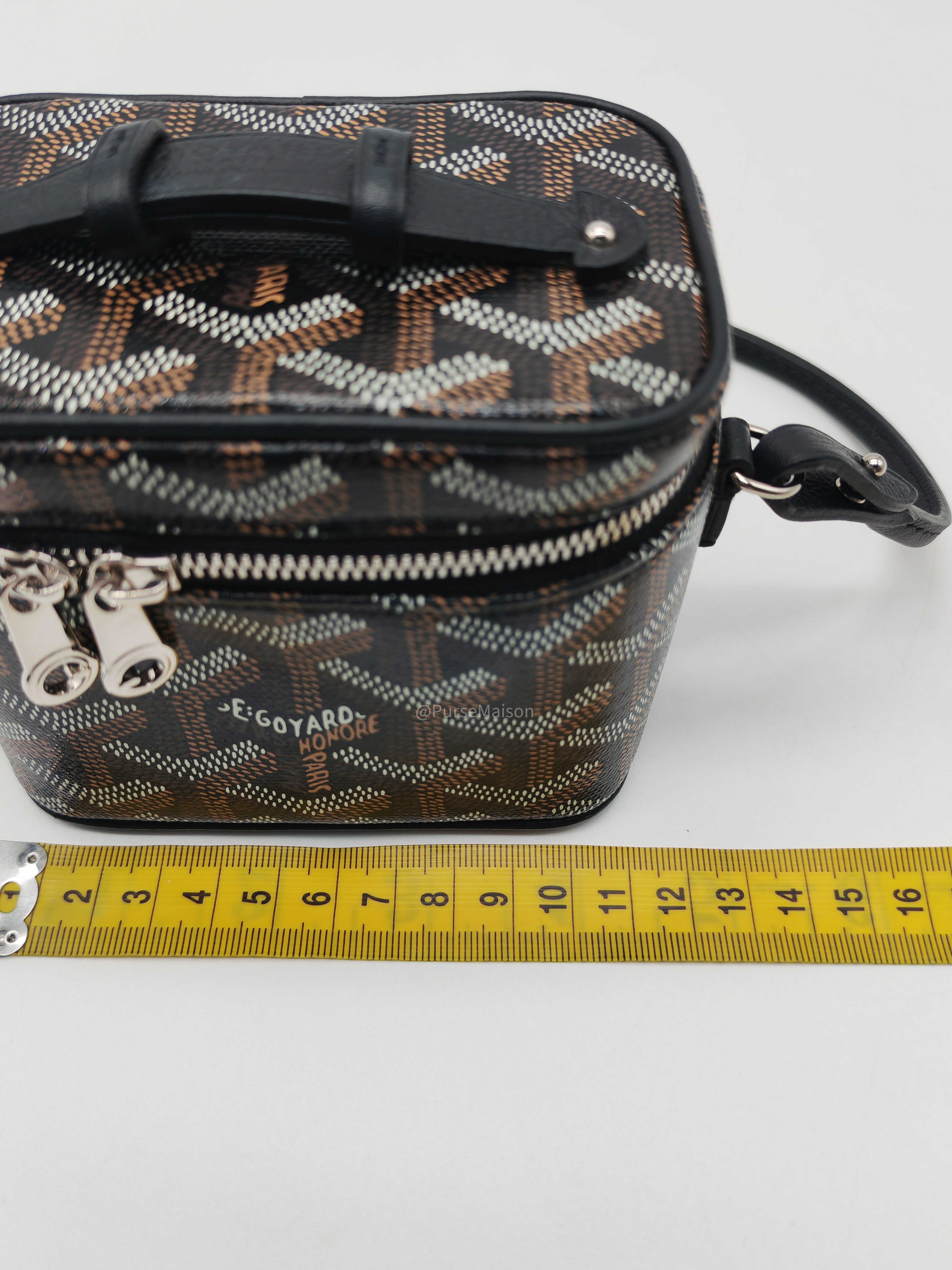 Goyard Muse Nano Vanity Case in Black Goyardine Canvas and Silver Hardware