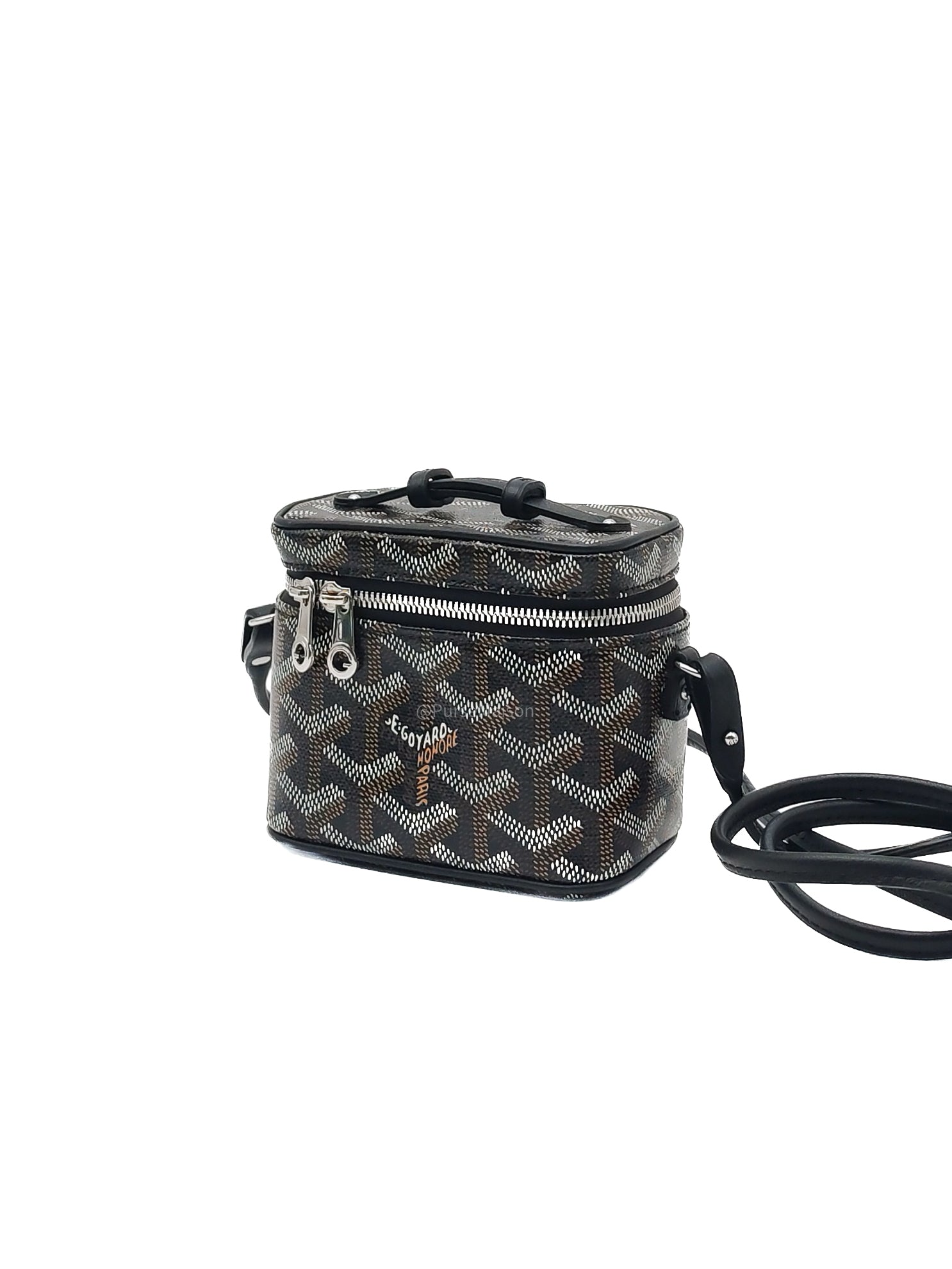 Goyard Muse Nano Vanity Case in Black Goyardine Canvas and Silver Hardware