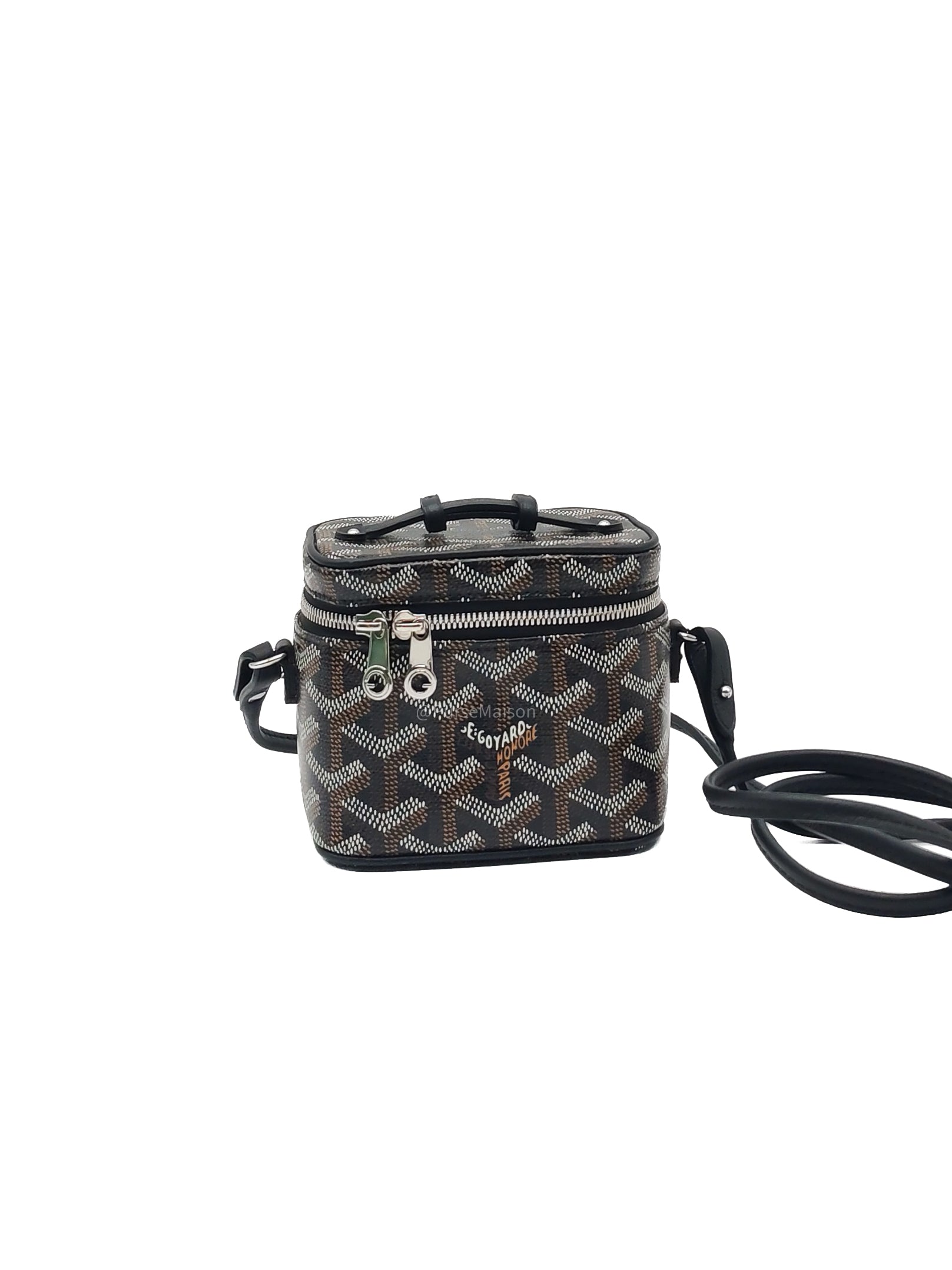 Goyard Muse Nano Vanity Case in Black Goyardine Canvas and Silver Hardware