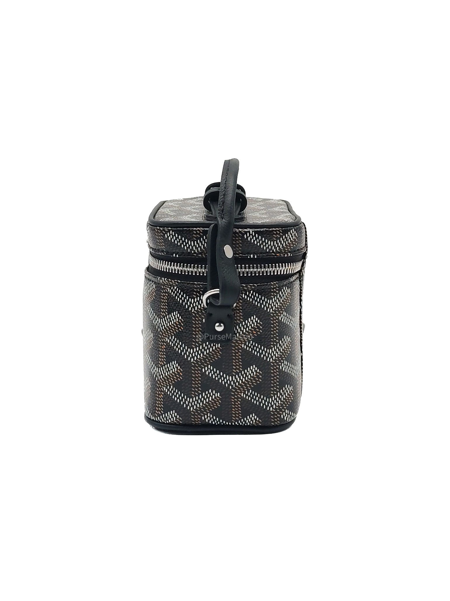 Goyard Muse Nano Vanity Case in Black Goyardine Canvas and Silver Hardware