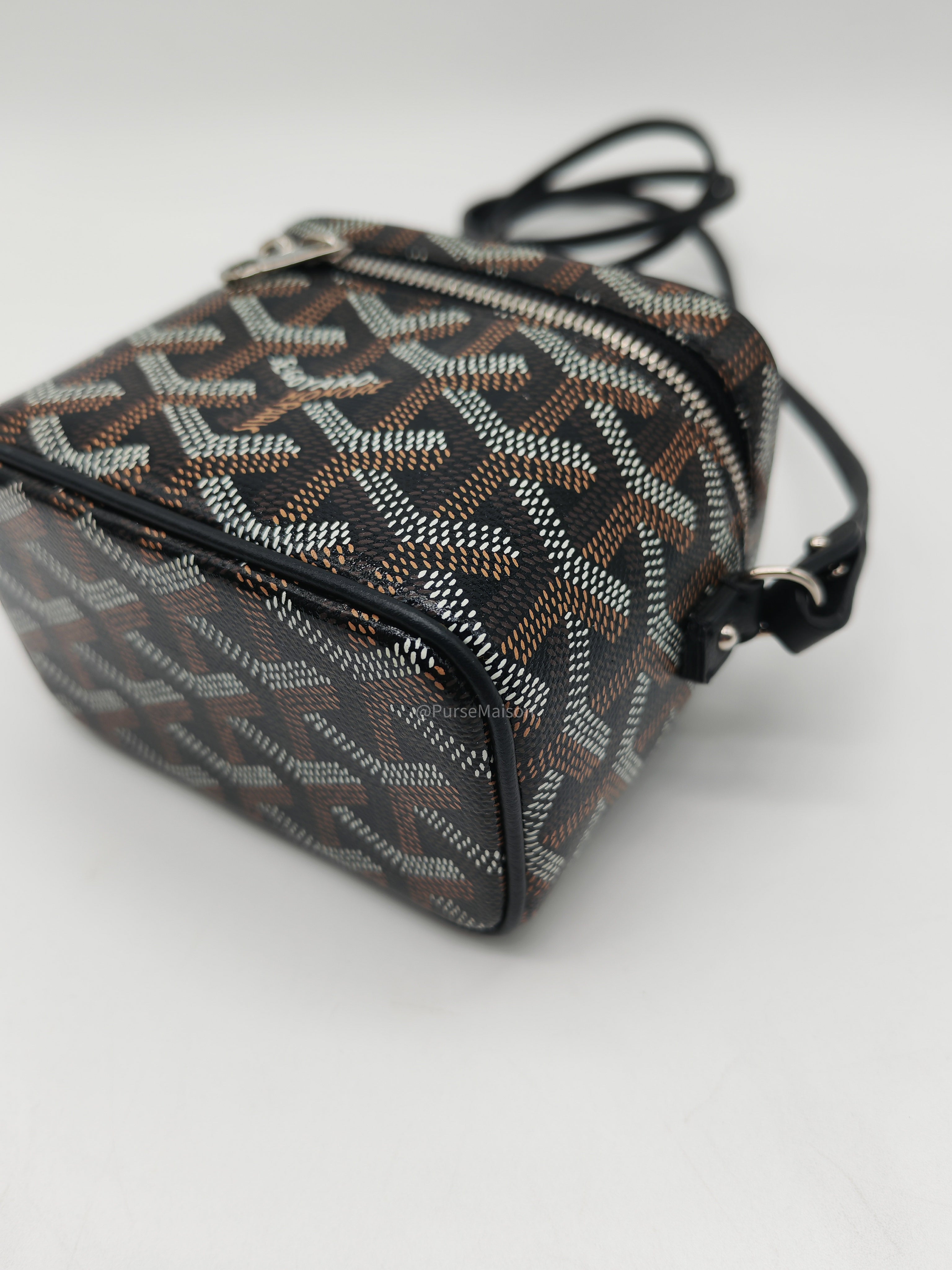 Goyard Muse Nano Vanity Case in Black Goyardine Canvas and Silver Hardware