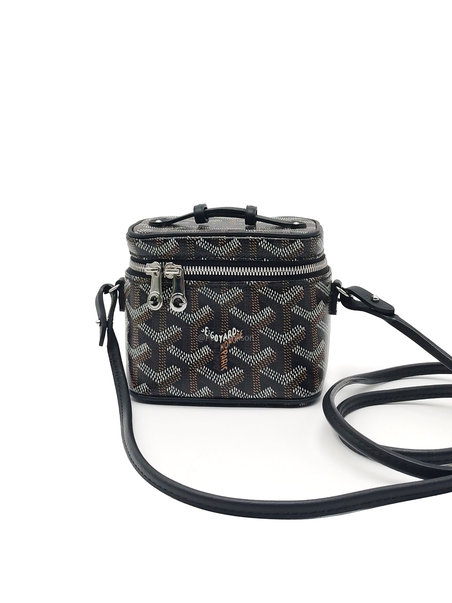 Goyard Muse Nano Vanity Case in Black Goyardine Canvas and Silver Hardware