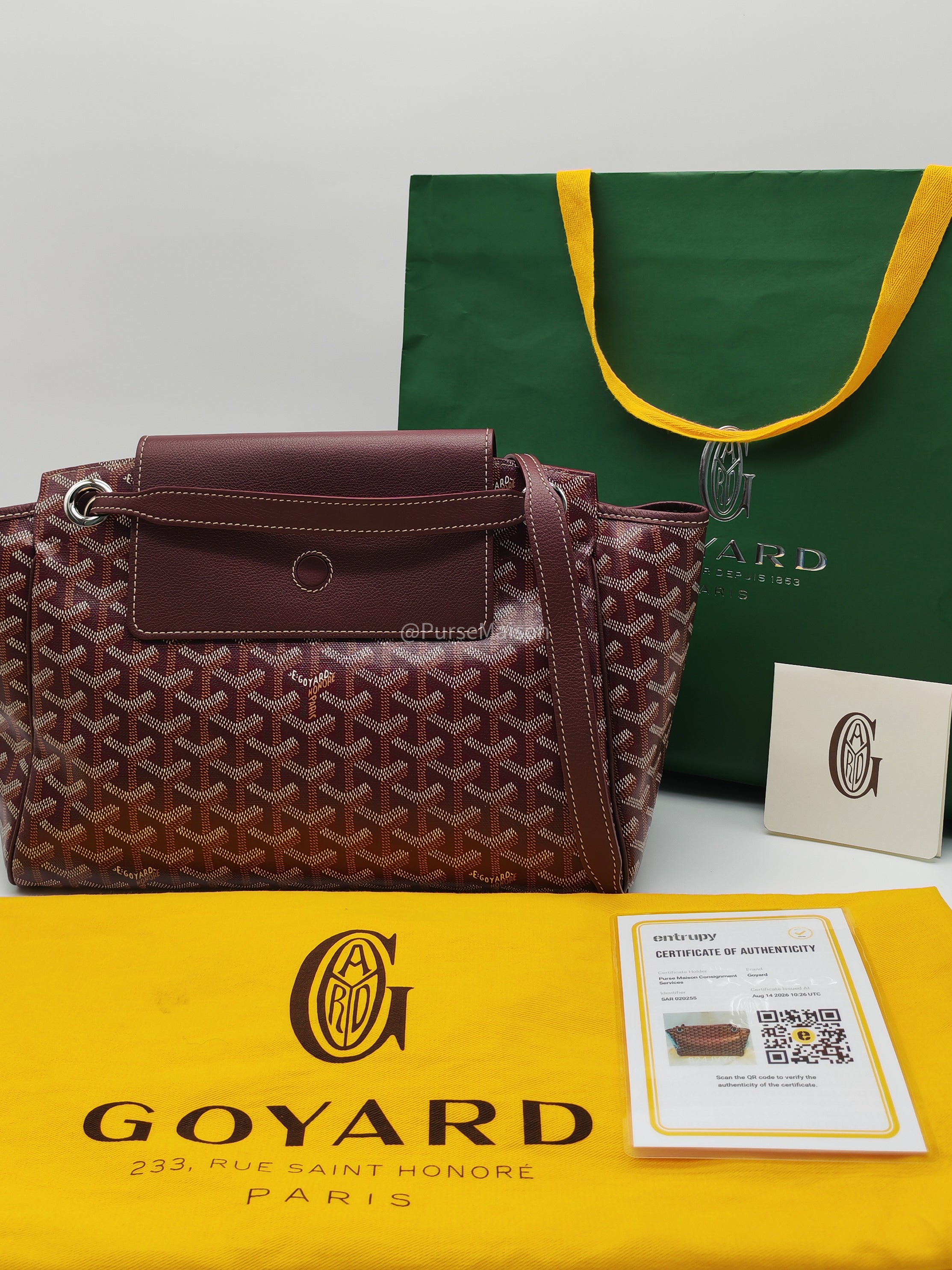 Goyard Rouette Souple Shoulder Bag PM in Burgundy Goyardine Canvas