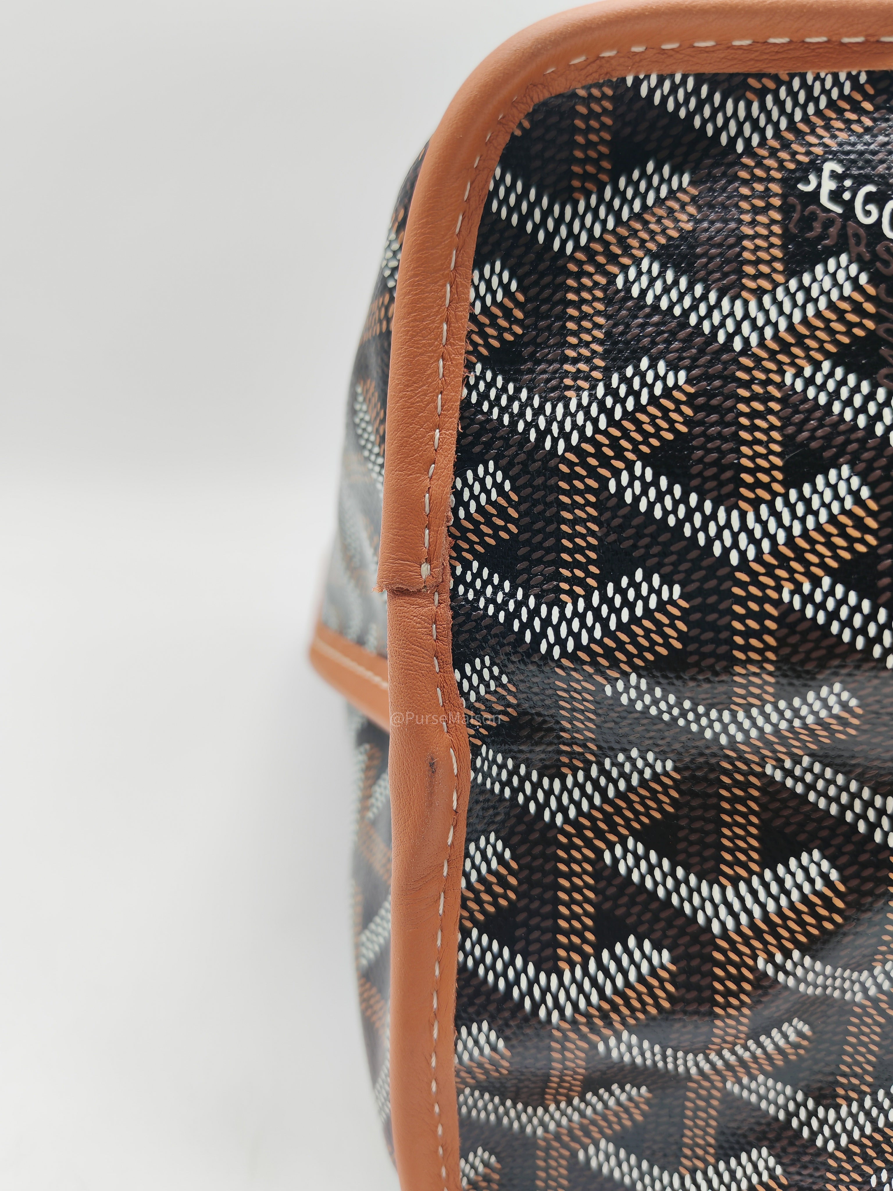 Goyard Sac Anjou Tote Bag PM in Noir Et Naturel/Tan Goyardine Canvas