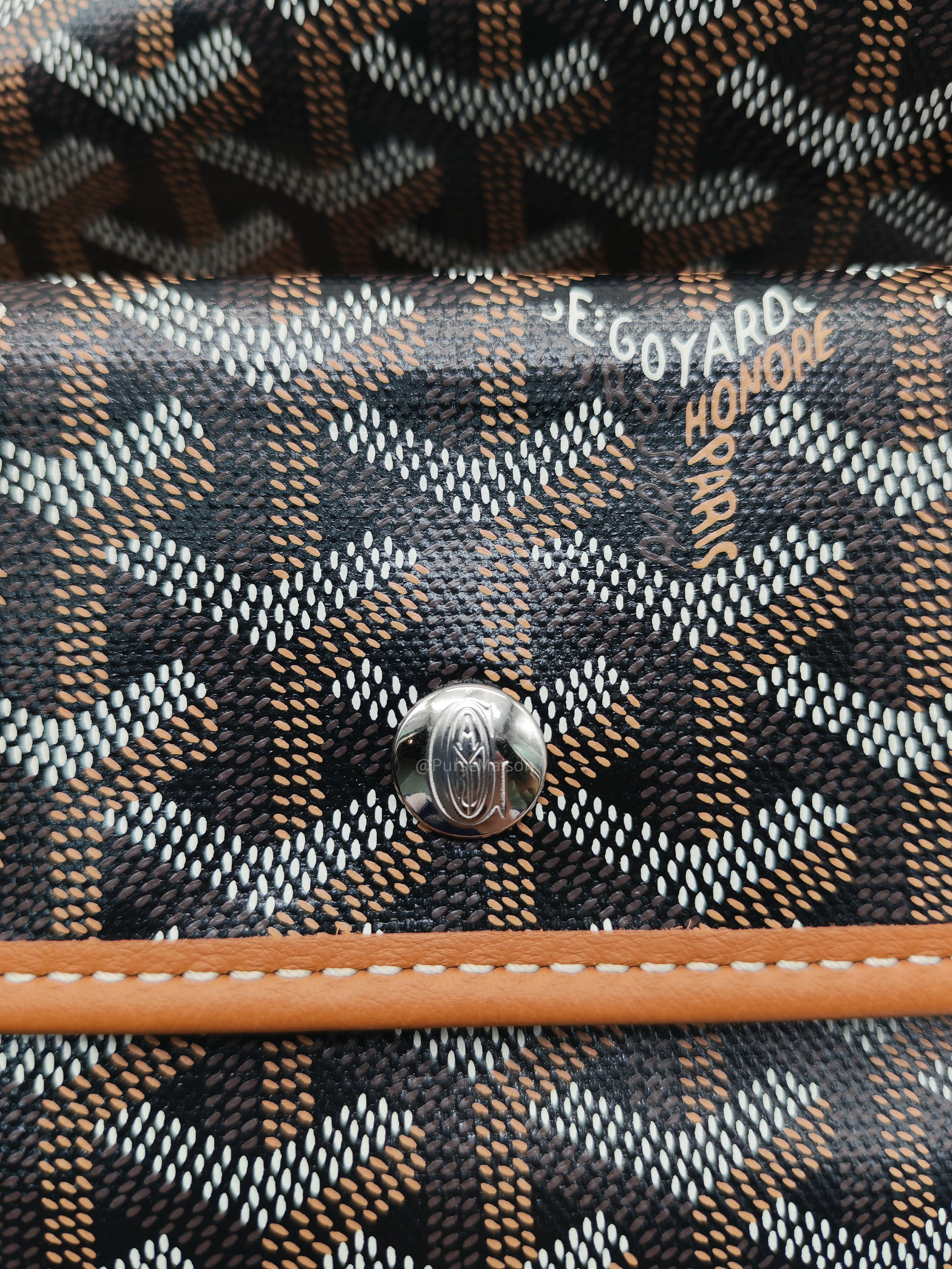 Goyard Sac Anjou Tote Bag PM in Noir Et Naturel/Tan Goyardine Canvas