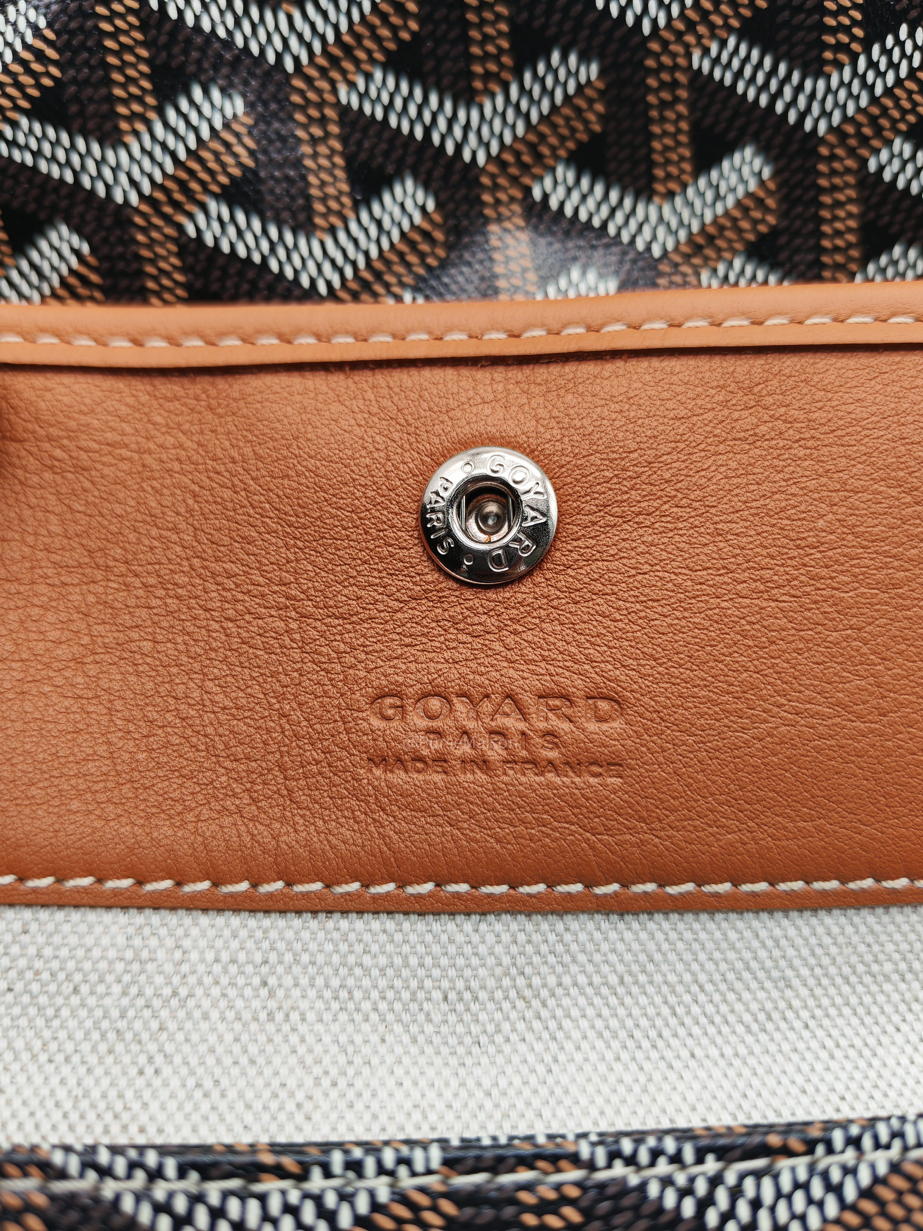 Goyard Sac Anjou Tote Bag PM in Noir Et Naturel/Tan Goyardine Canvas