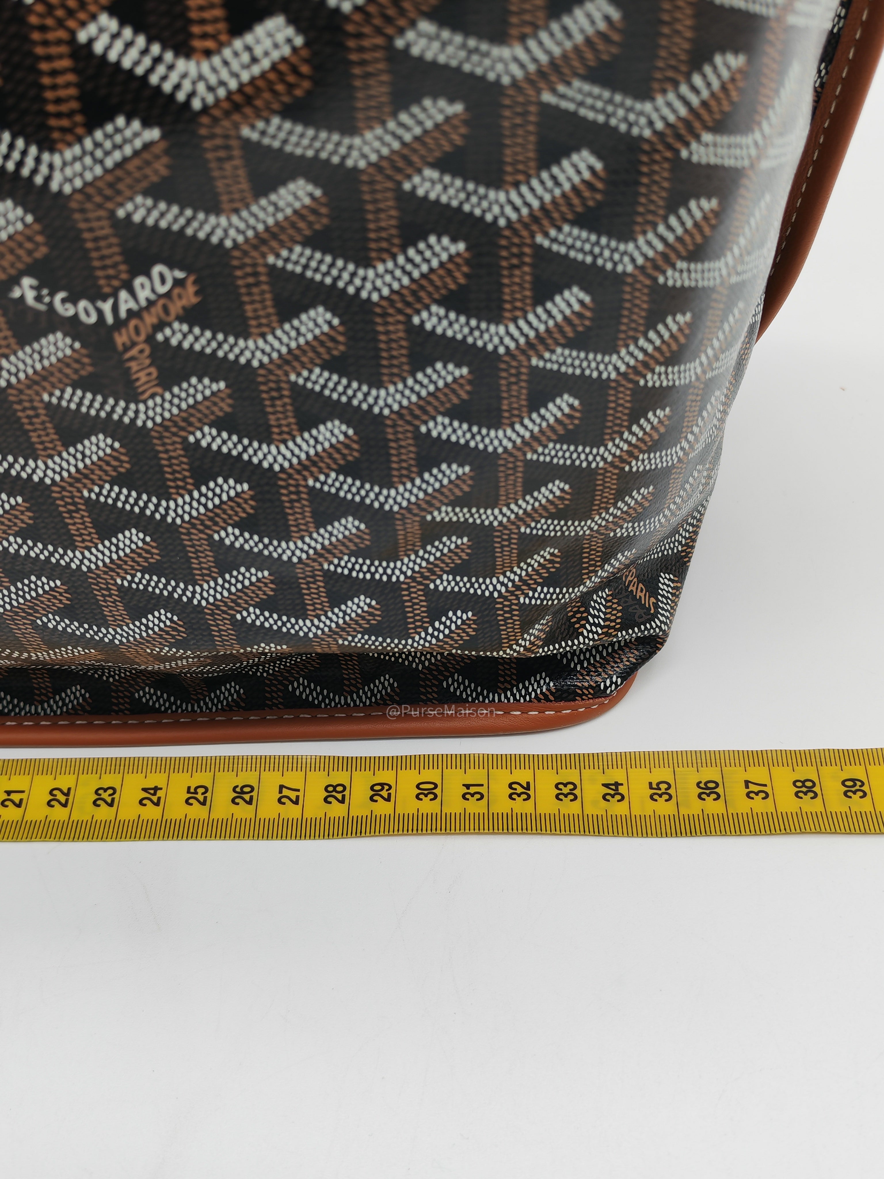 Goyard Sac Anjou Tote Bag PM in Noir Et Naturel/Tan Goyardine Canvas