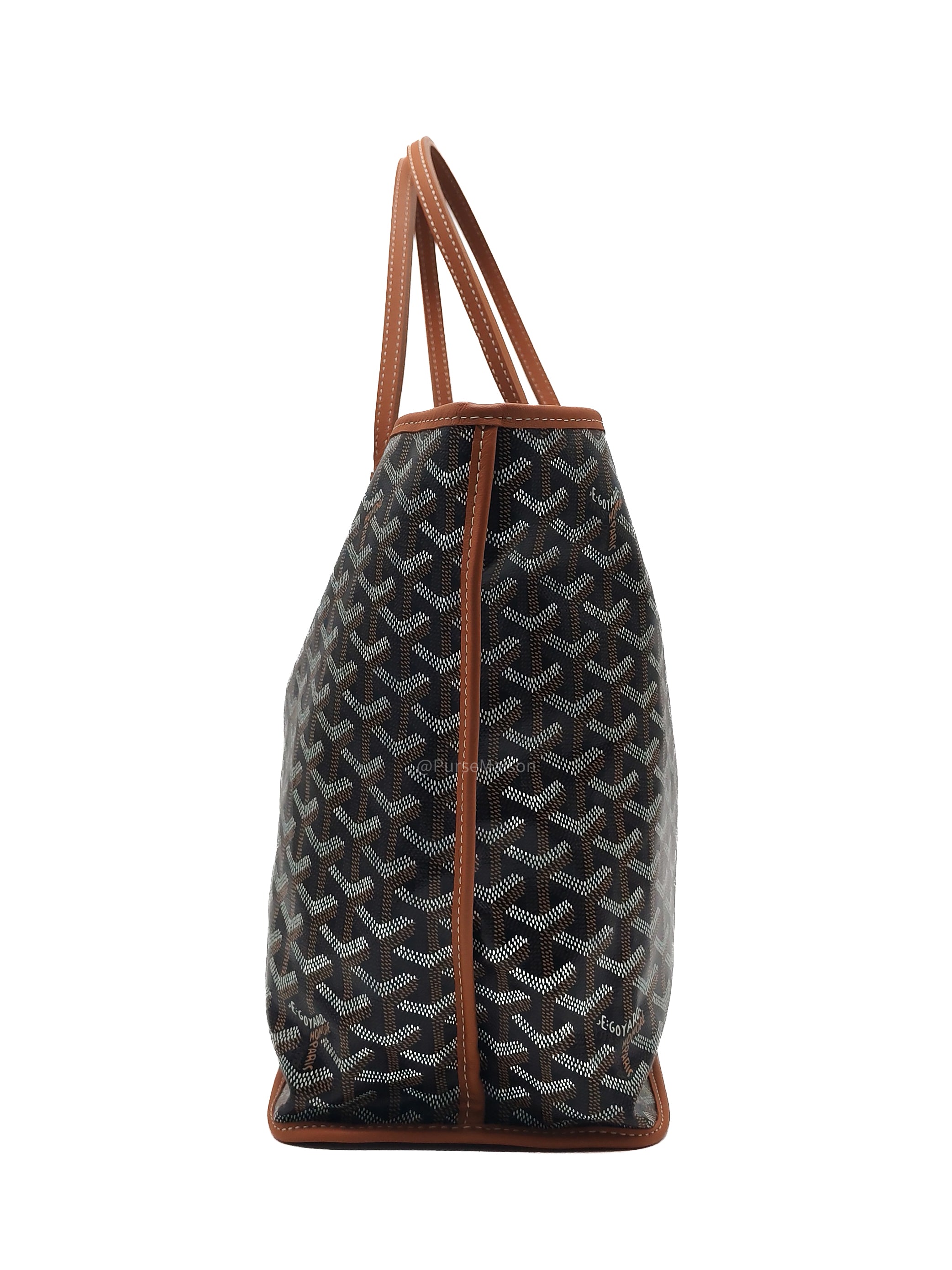 Goyard Sac Anjou Tote Bag PM in Noir Et Naturel/Tan Goyardine Canvas