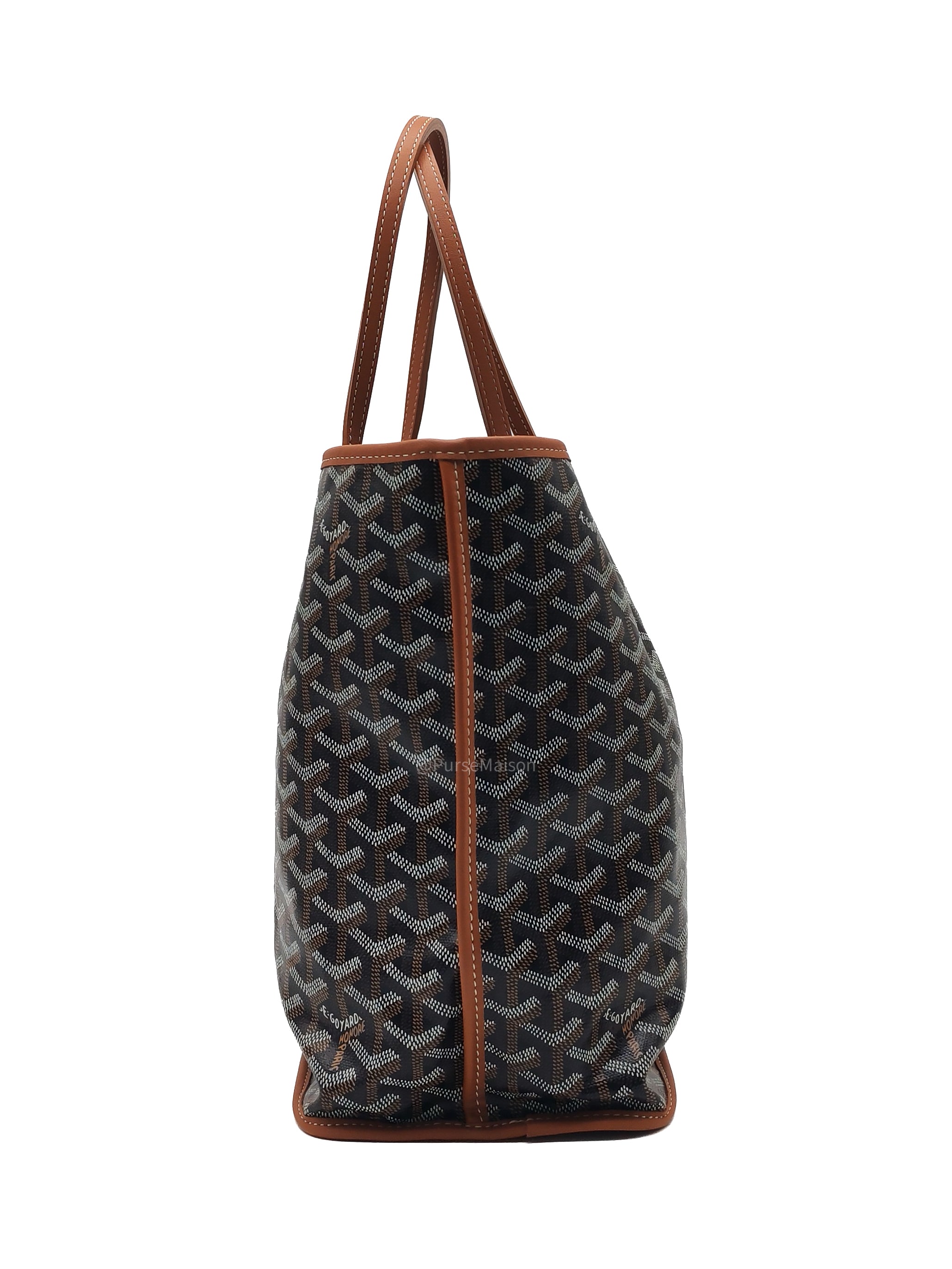Goyard Sac Anjou Tote Bag PM in Noir Et Naturel/Tan Goyardine Canvas