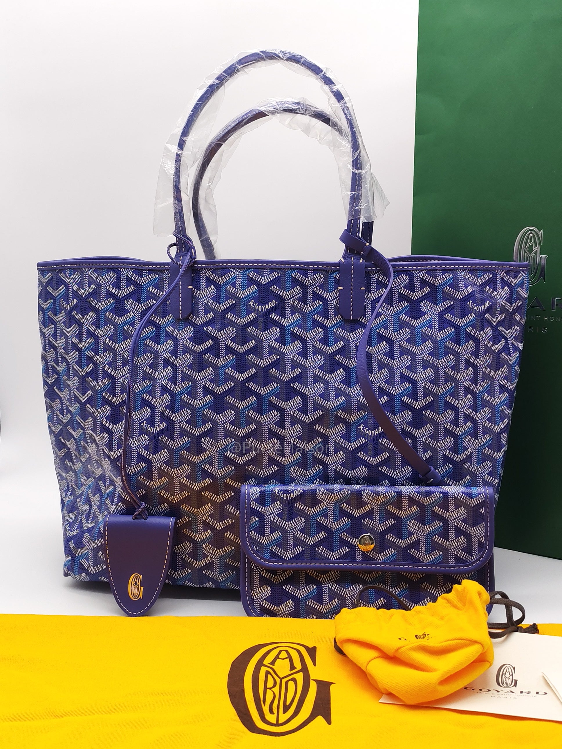 Goyard Saint Louis PM Tote Bag in Multicolored Blueberry Purple Canvas Limited Edition with Croc Universel Clip Charm