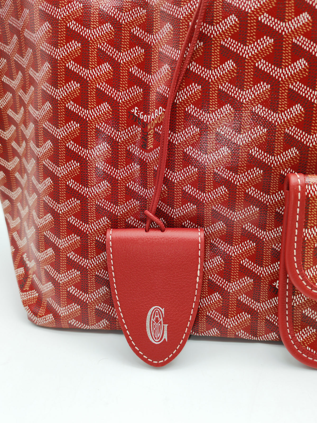Goyard Saint Louis Tote Bag PM in Red Goyardine Canvas with Croc Universal Clip Charm