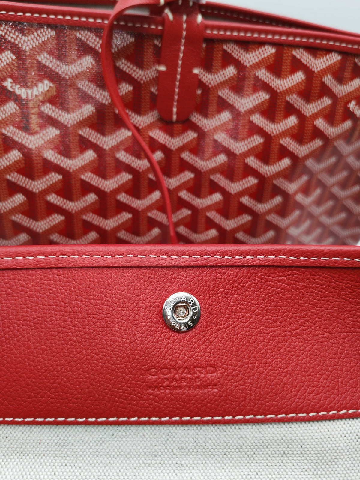 Goyard Saint Louis Tote Bag PM in Red Goyardine Canvas with Croc Universal Clip Charm