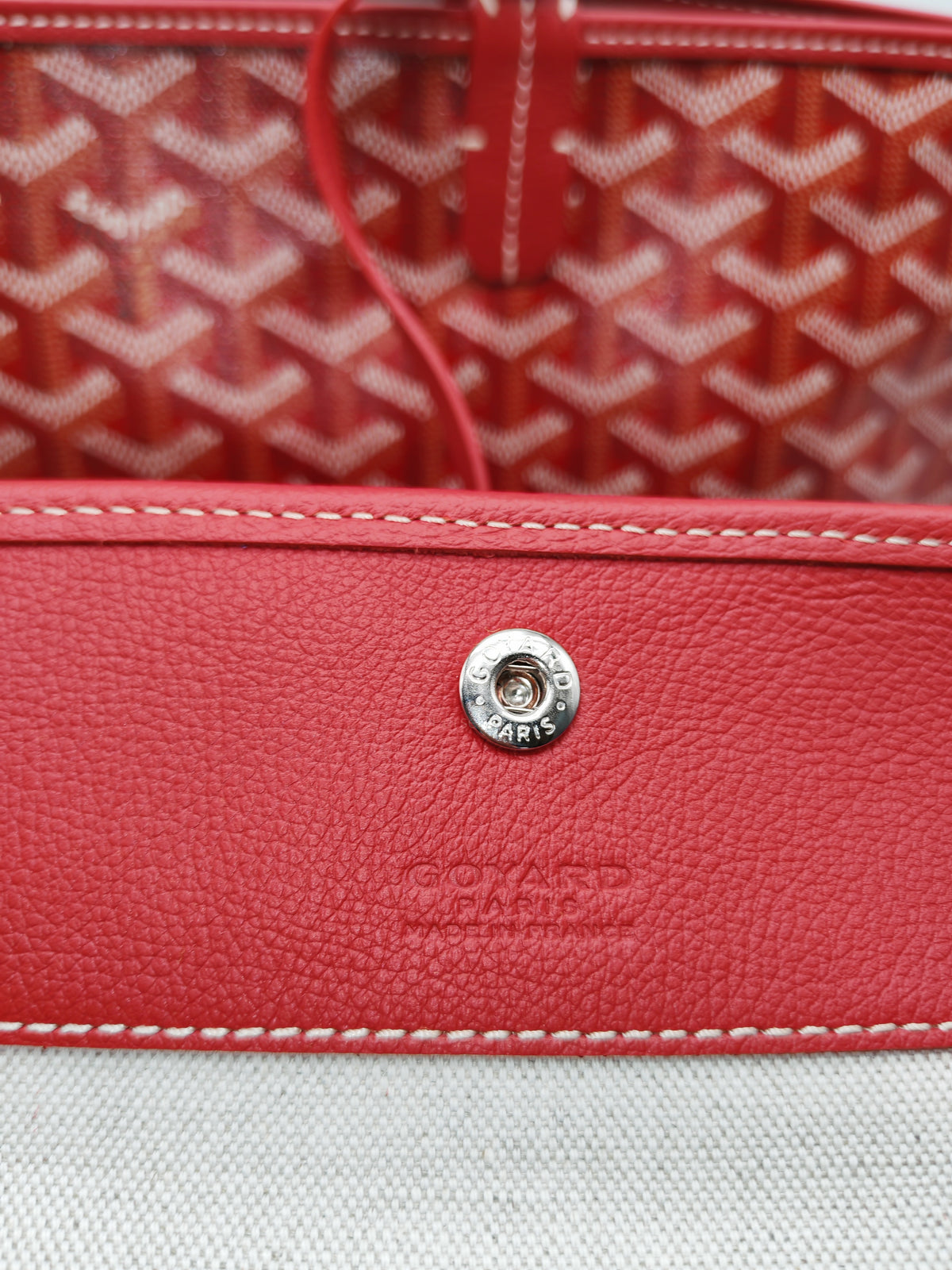 Goyard Saint Louis Tote Bag PM in Red Goyardine Canvas with Croc Universal Clip Charm
