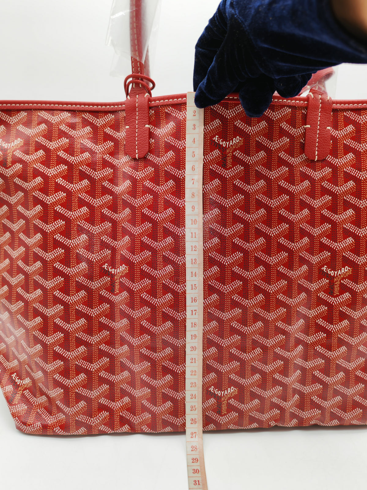 Goyard Saint Louis Tote Bag PM in Red Goyardine Canvas with Croc Universal Clip Charm