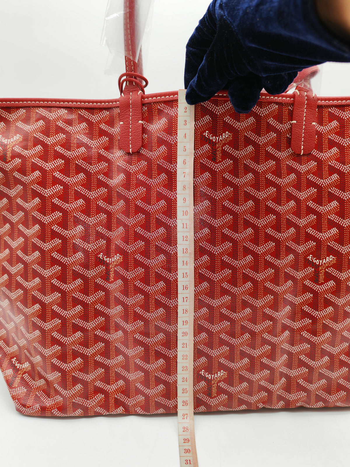 Goyard Saint Louis Tote Bag PM in Red Goyardine Canvas with Croc Universal Clip Charm