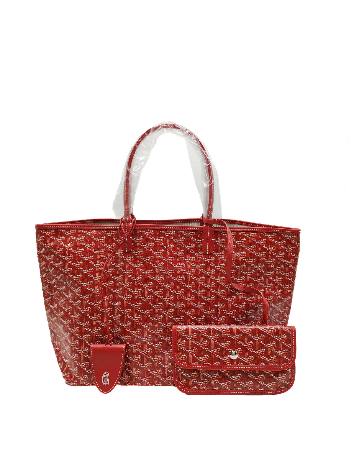 Goyard Saint Louis Tote Bag PM in Red Goyardine Canvas with Croc Universal Clip Charm