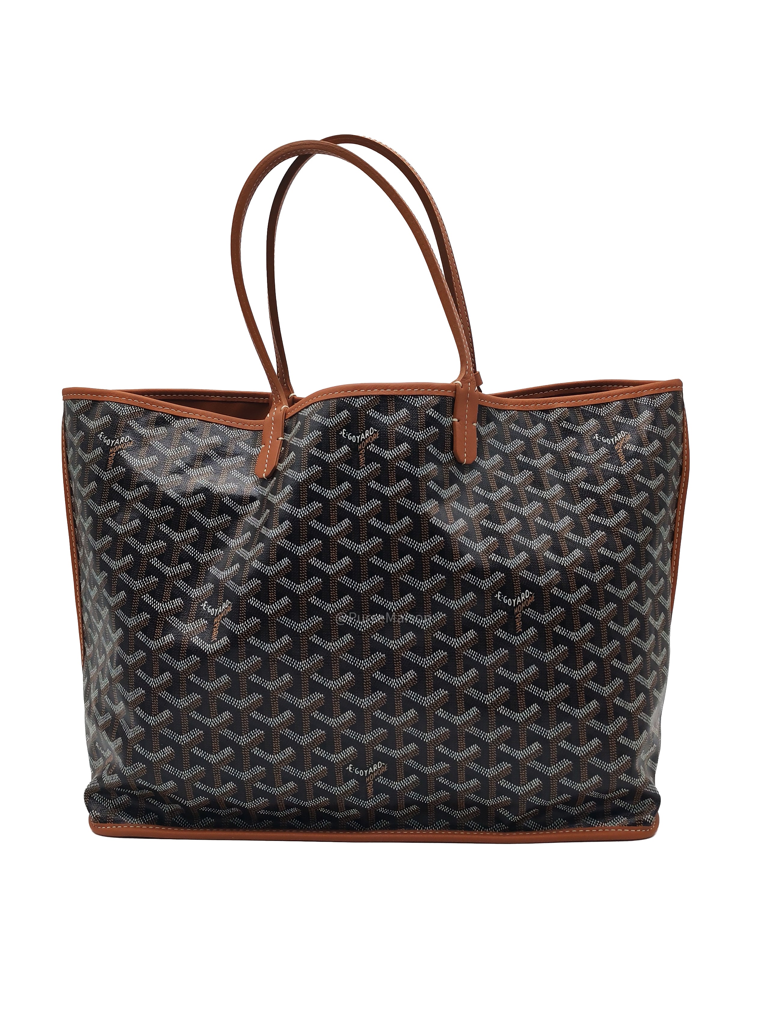 Goyard Sac Anjou Tote Bag PM in Noir Et Naturel/Tan Goyardine Canvas