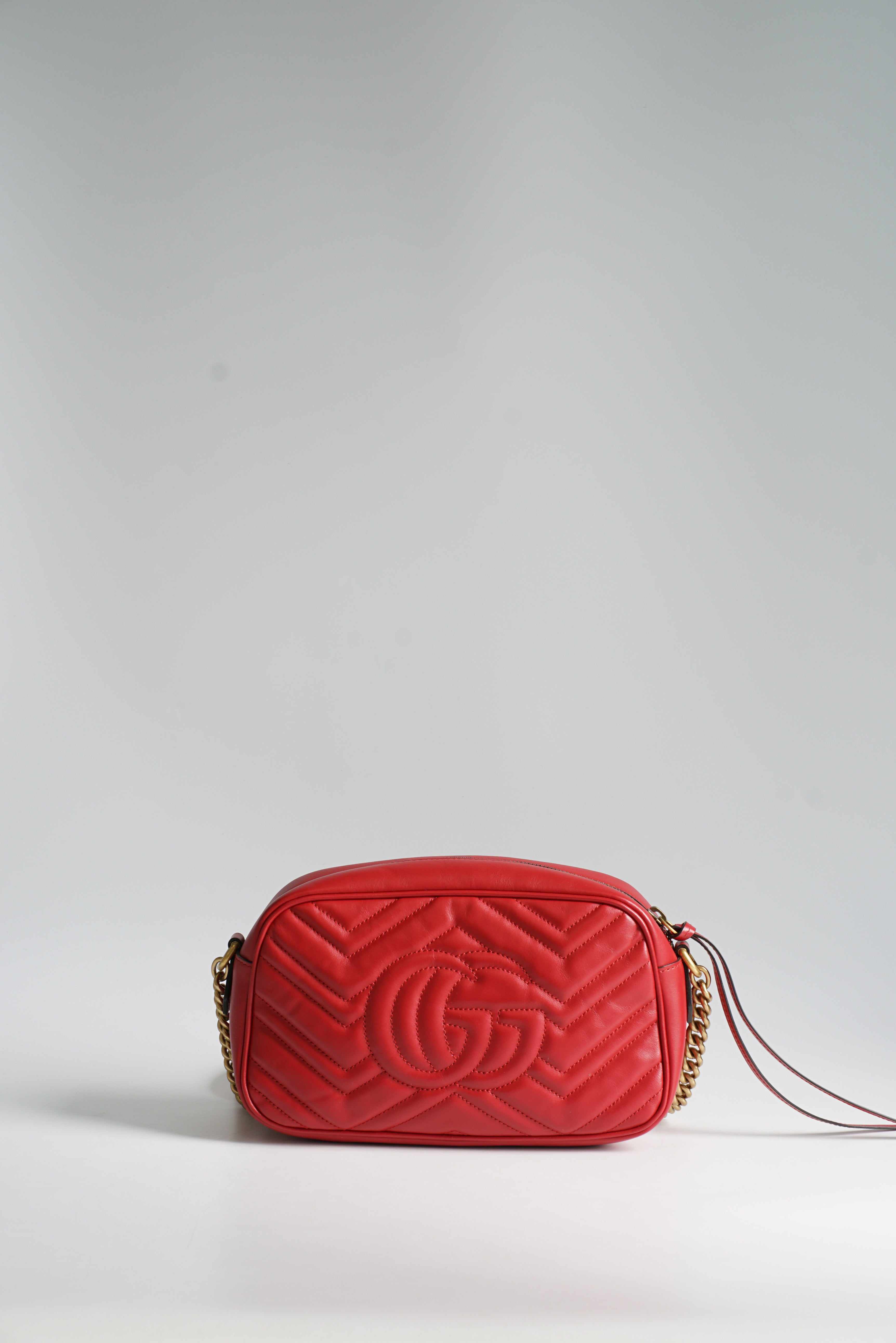 Gucci GG Marmont Matelasse Red Small Camera Bag