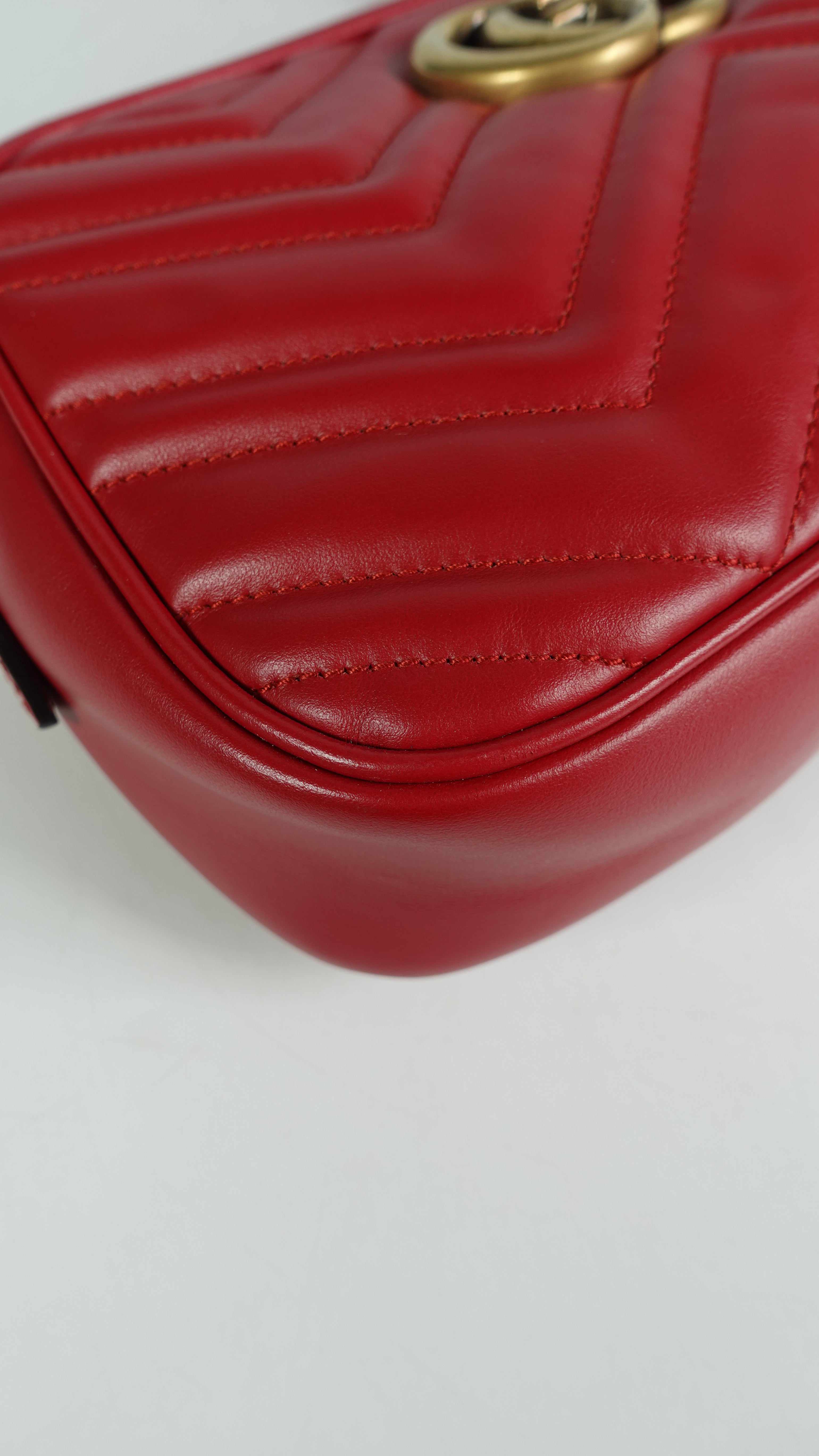 Gucci GG Marmont Matelasse Red Small Camera Bag