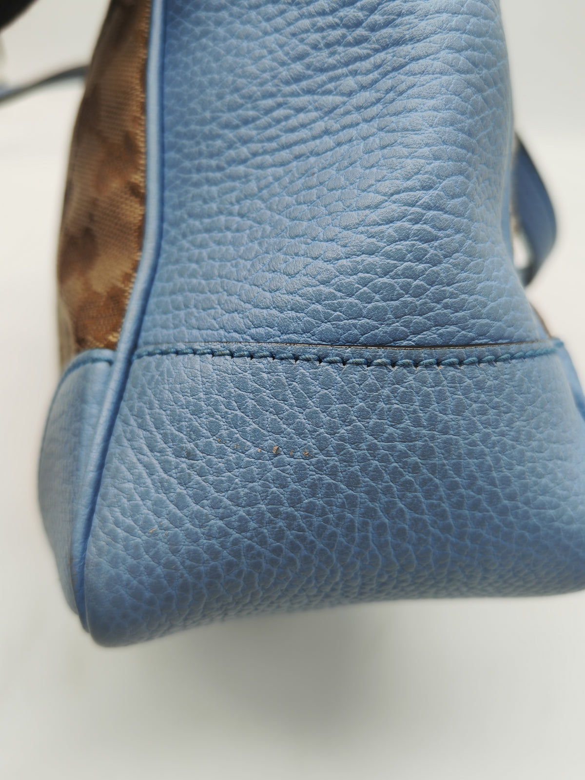 Gucci Bree Tote Bag Small in GG Supreme Canvas and Light Blue Leather