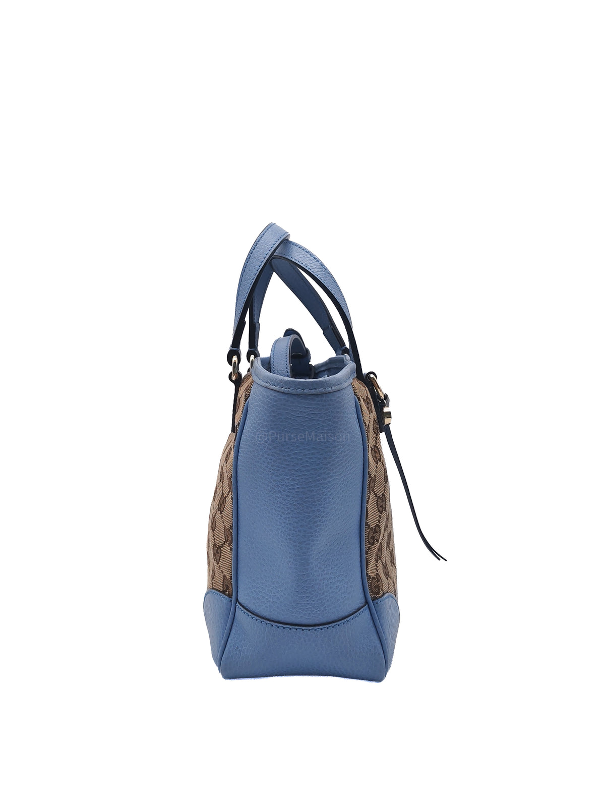 Gucci Bree Tote Bag Small in GG Supreme Canvas and Light Blue Leather