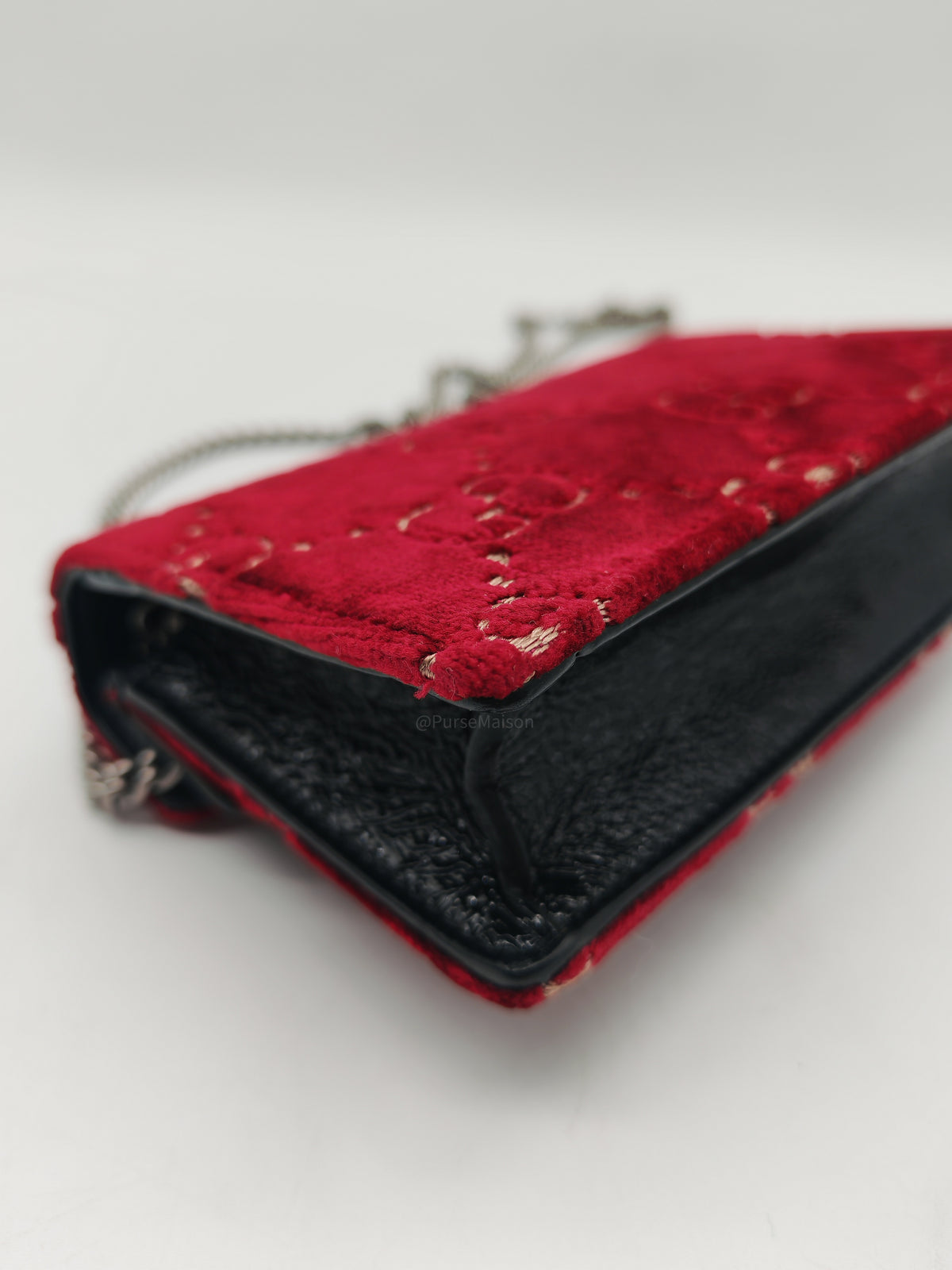 Gucci Dionysus Super Mini in Red GG Velvet Velour and Ruthenium Hardware