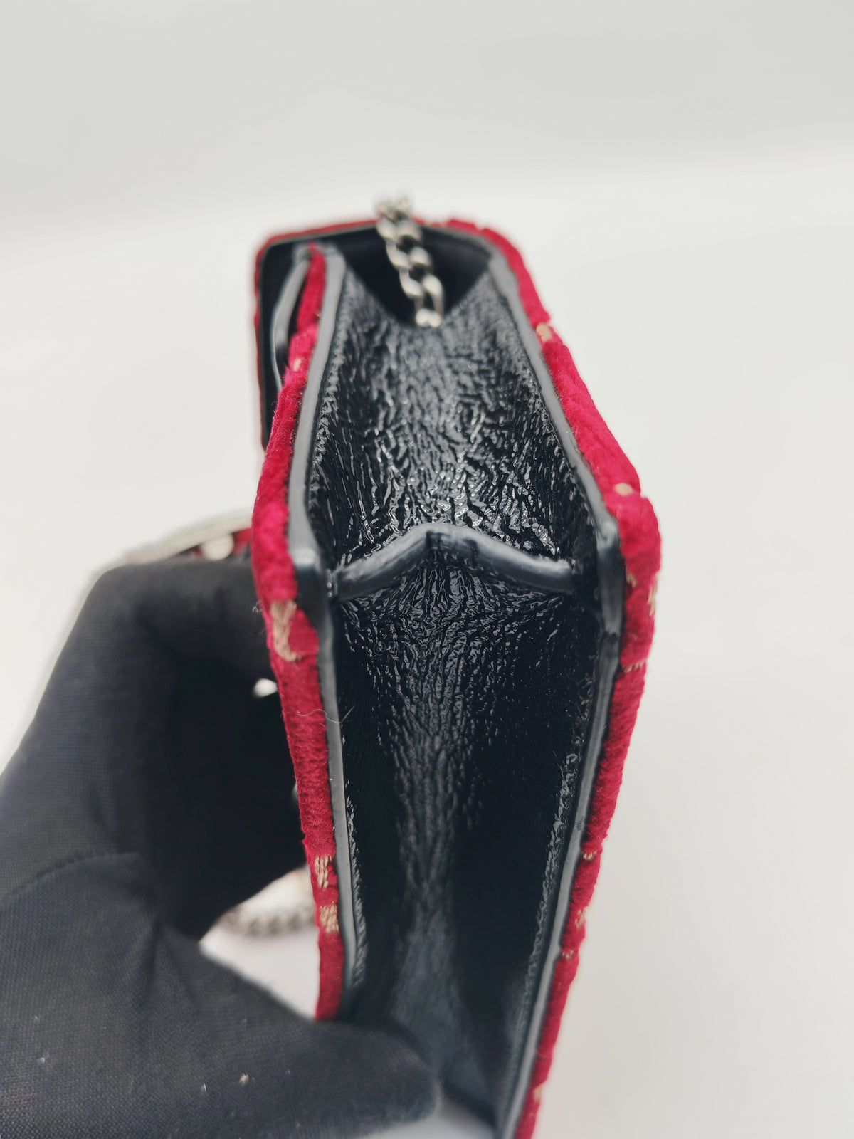 Gucci Dionysus Super Mini in Red GG Velvet Velour and Ruthenium Hardware