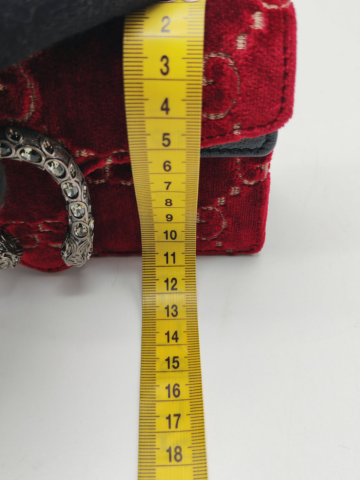 Gucci Dionysus Super Mini in Red GG Velvet Velour and Ruthenium Hardware