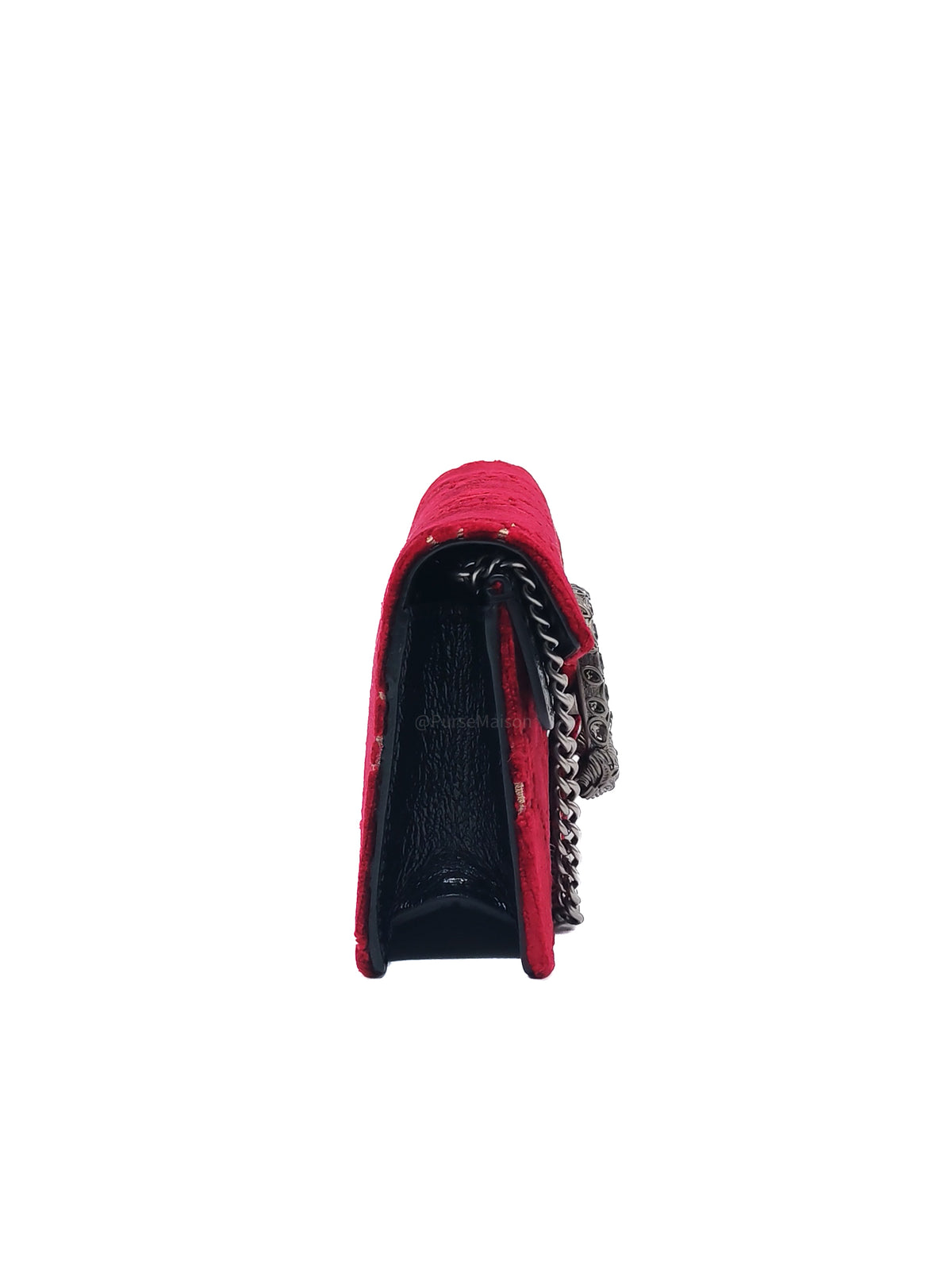 Gucci Dionysus Super Mini in Red GG Velvet Velour and Ruthenium Hardware