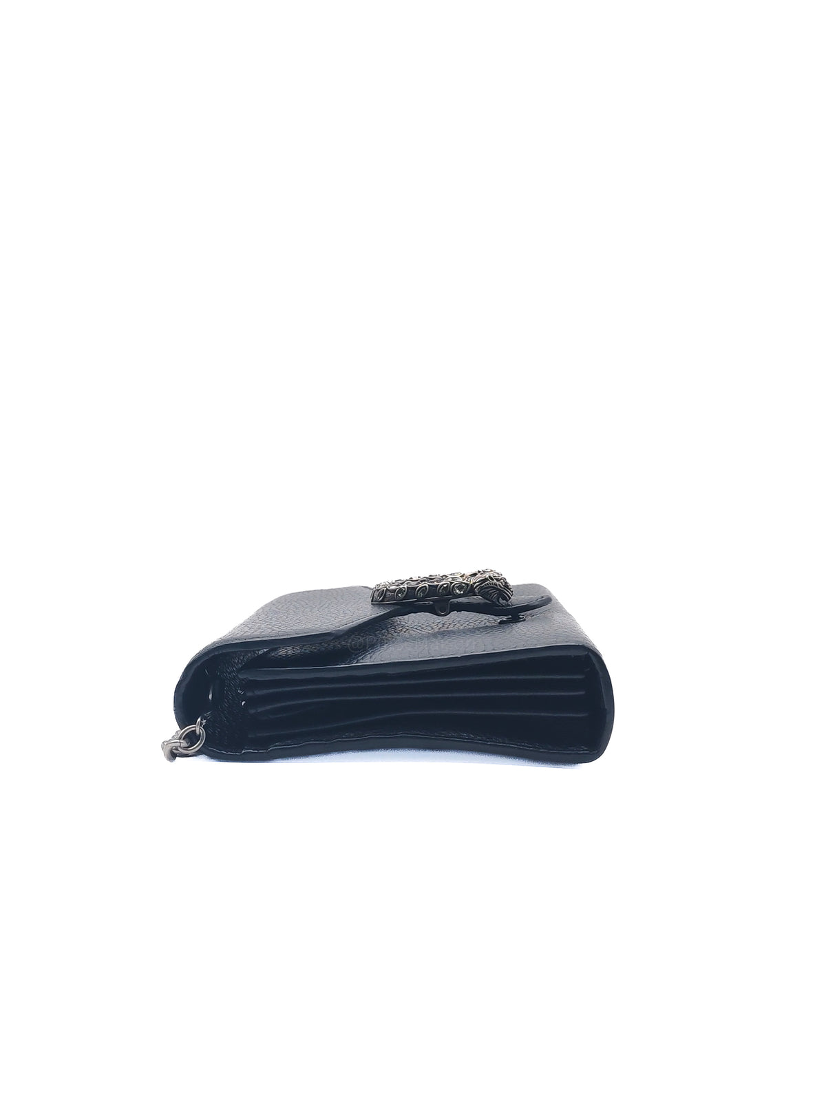Gucci Dionysus Wallet on Chain in Black Grained Calfskin Leather Silver Hardware