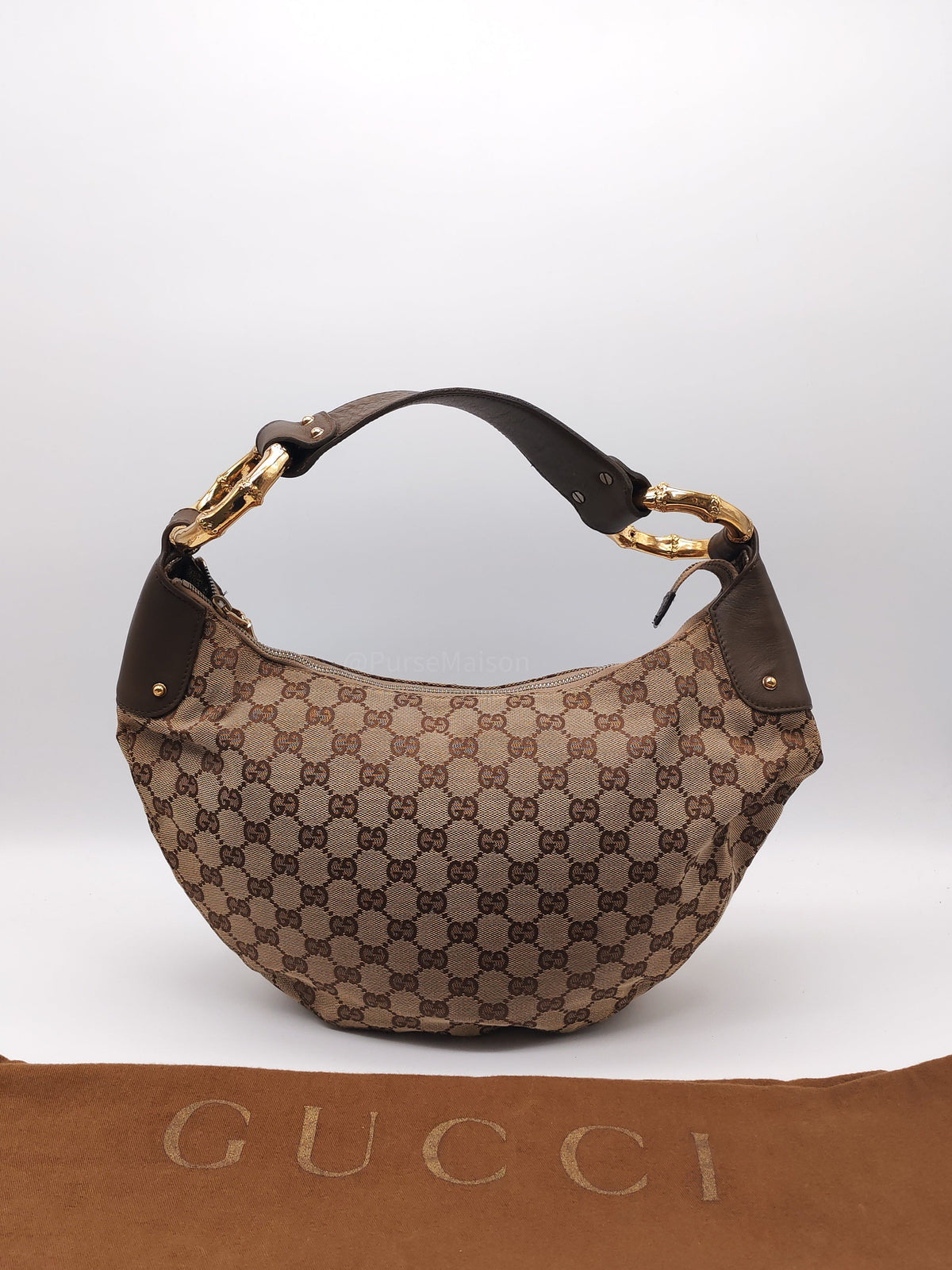 Gucci Vintage Bamboo Ring Hobo Bag in GG Supreme Canvas