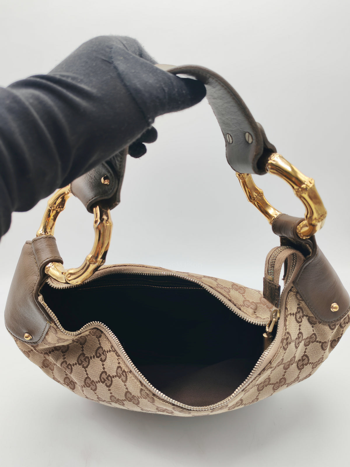 Gucci Vintage Bamboo Ring Hobo Bag in GG Supreme Canvas
