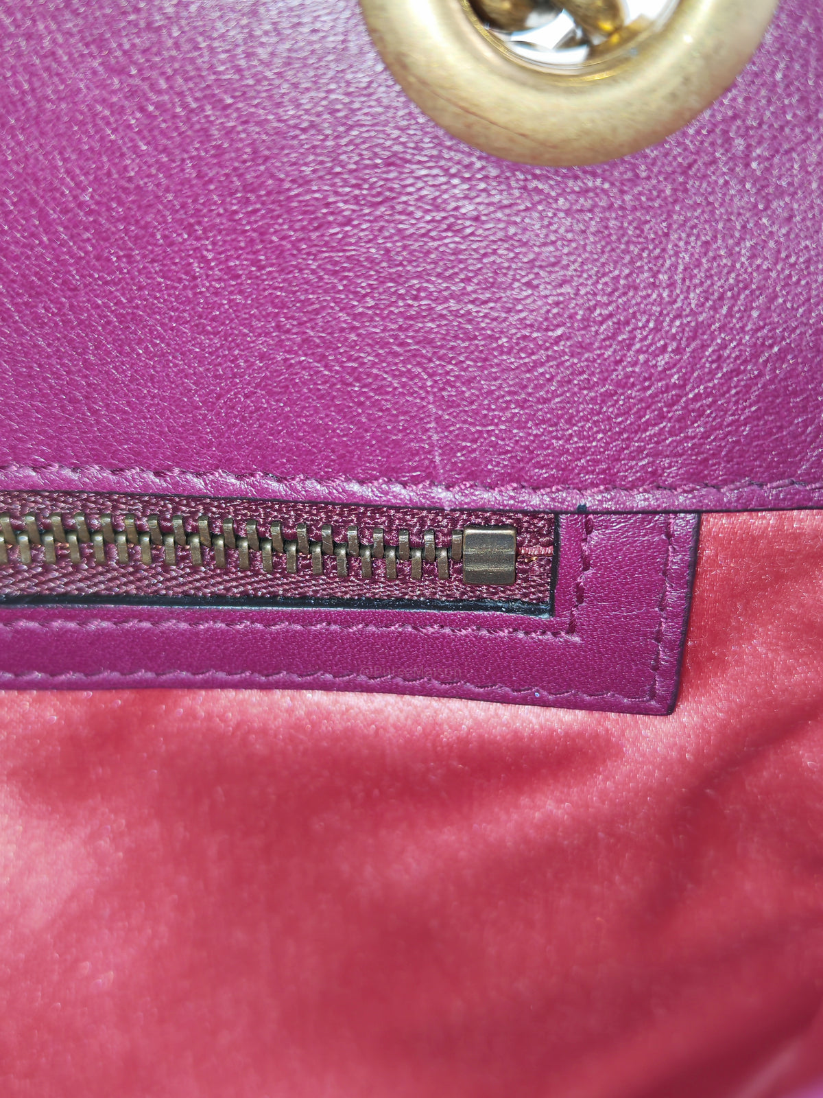 Gucci Velvet Matellase GG Marmont Shoulder Bag in Rich Purple Velvet Fabric and Aged Gold Hardware