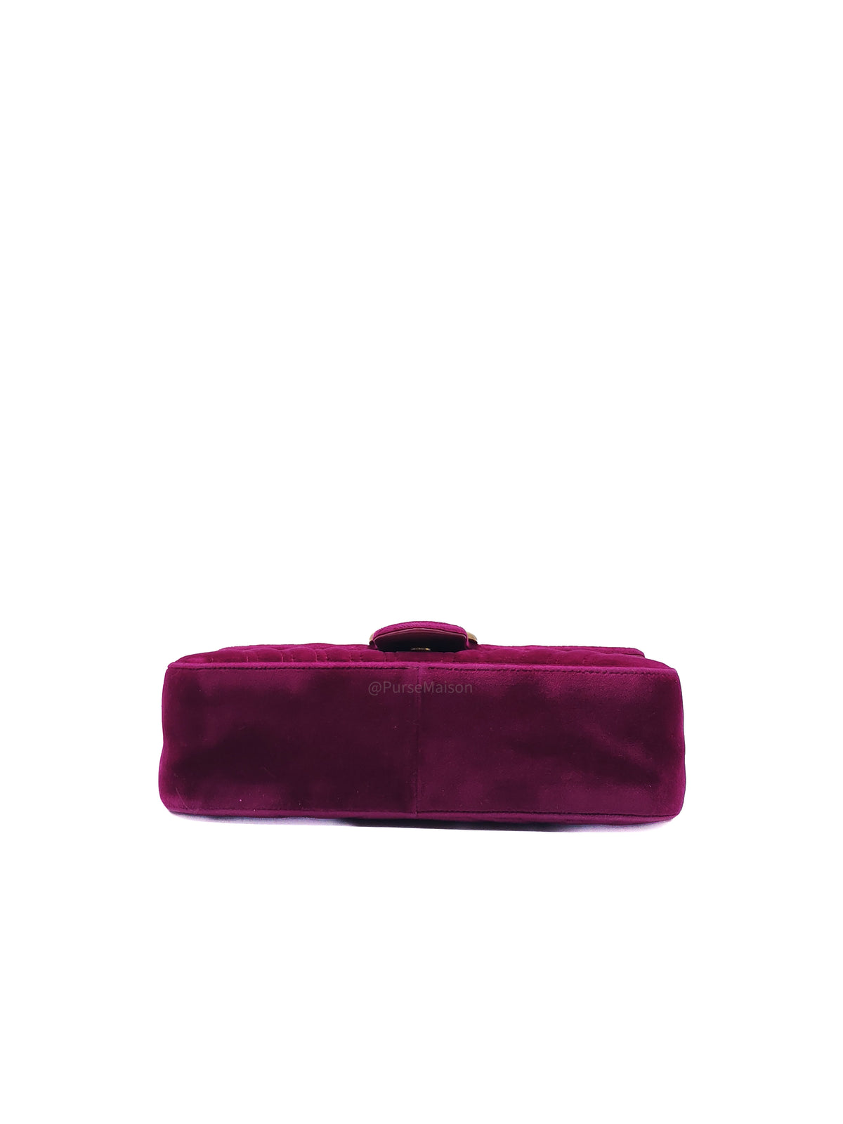 Gucci Velvet Matellase GG Marmont Shoulder Bag in Rich Purple Velvet Fabric and Aged Gold Hardware