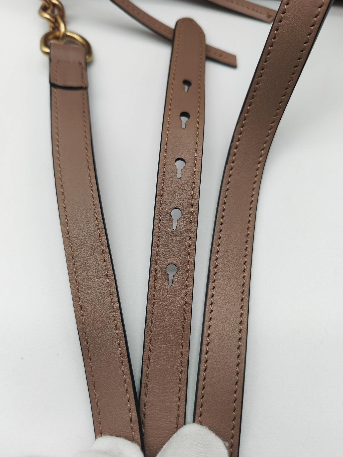 Gucci GG Marmont Camera Bag Small in Porcelain Rose Quilted Matellase Calfskin Leather and Gold Hardware