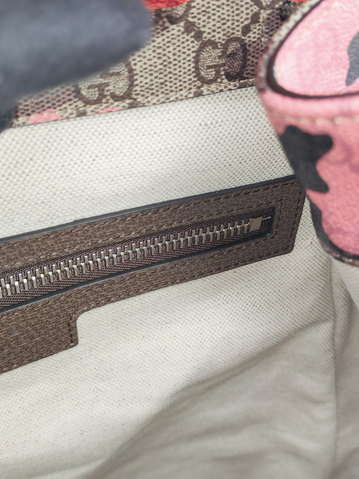Gucci GG Supreme Pink and Red Camouflage Backpack