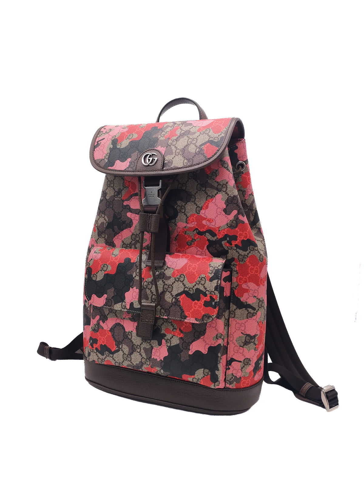 Gucci GG Supreme Pink and Red Camouflage Backpack