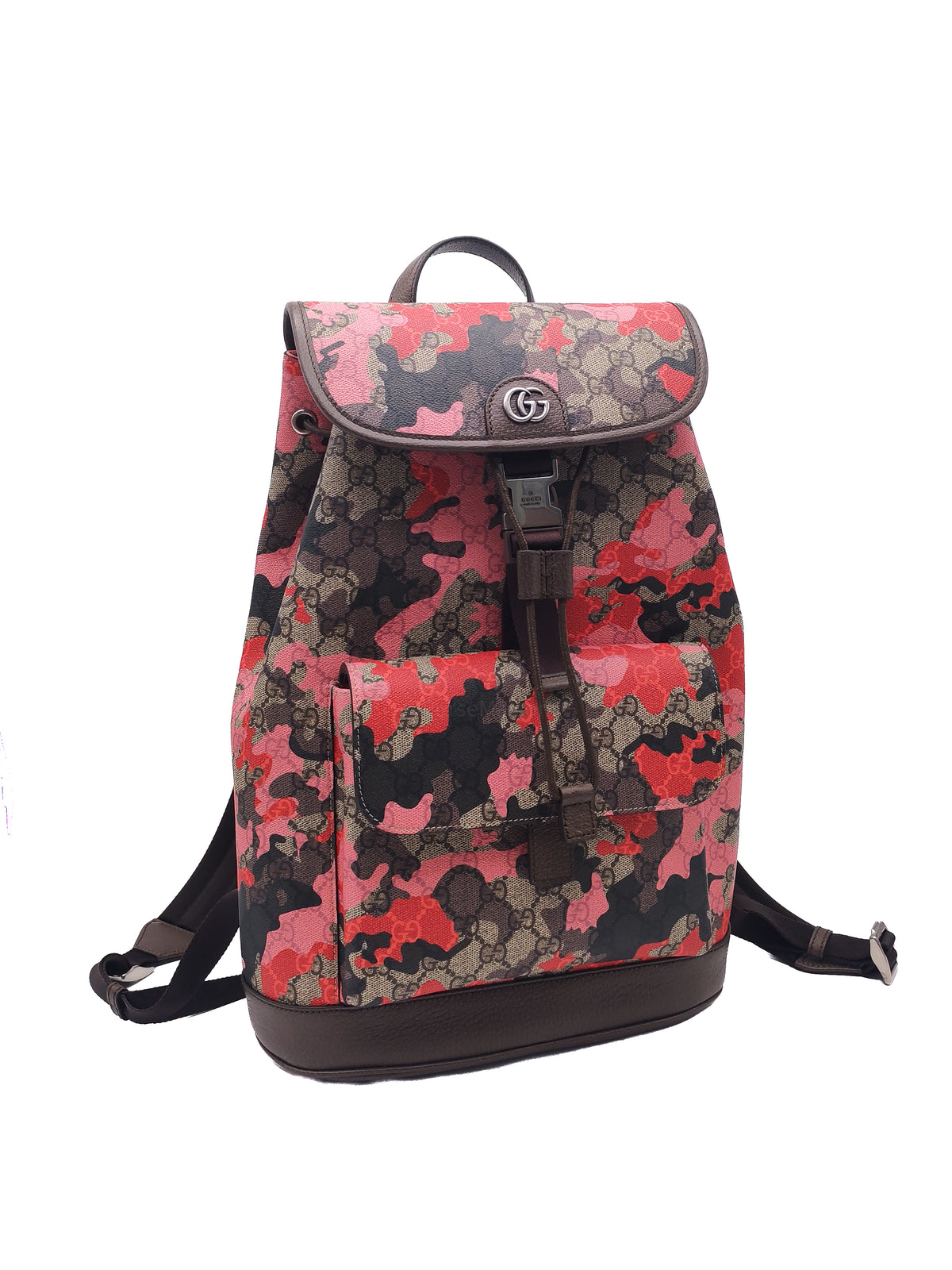 Gucci GG Supreme Pink and Red Camouflage Backpack