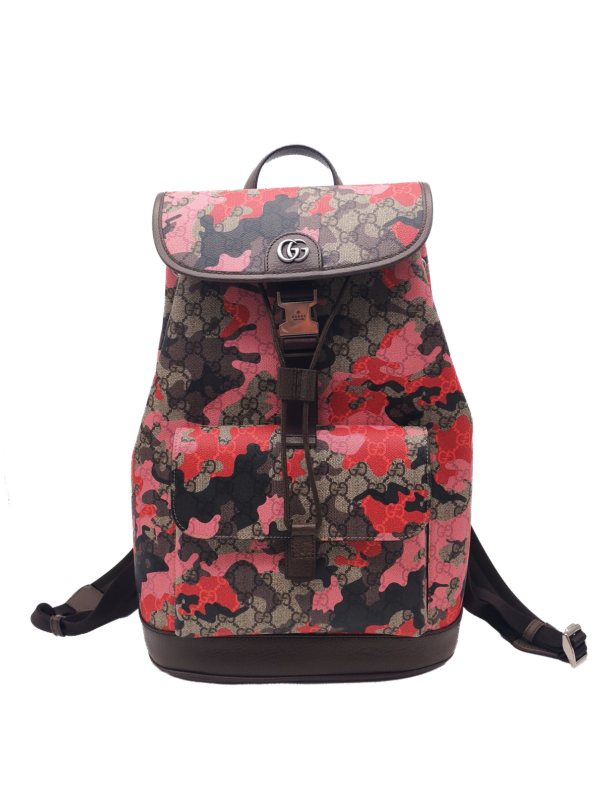 Gucci GG Supreme Pink and Red Camouflage Backpack
