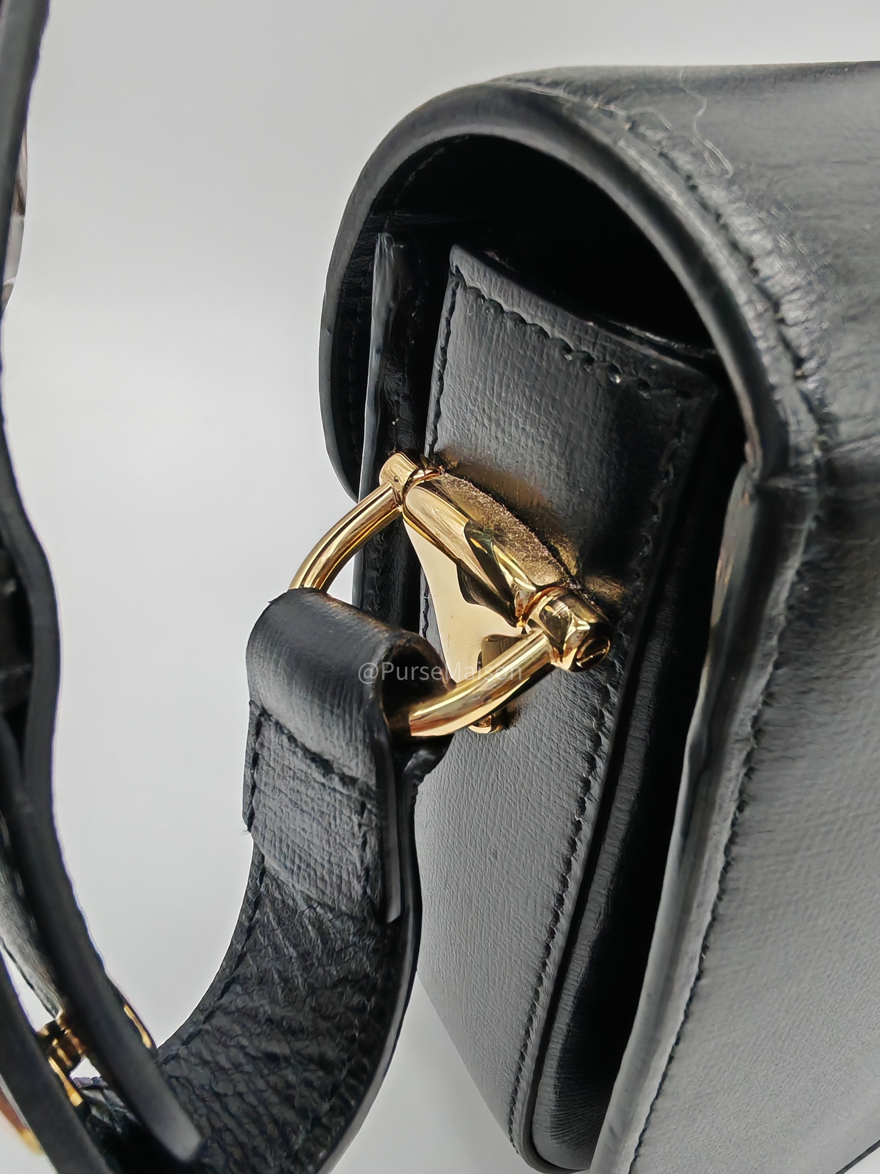 Gucci Horsebit 1955 Shoulder Bag Medium in Black Calfskin Leather