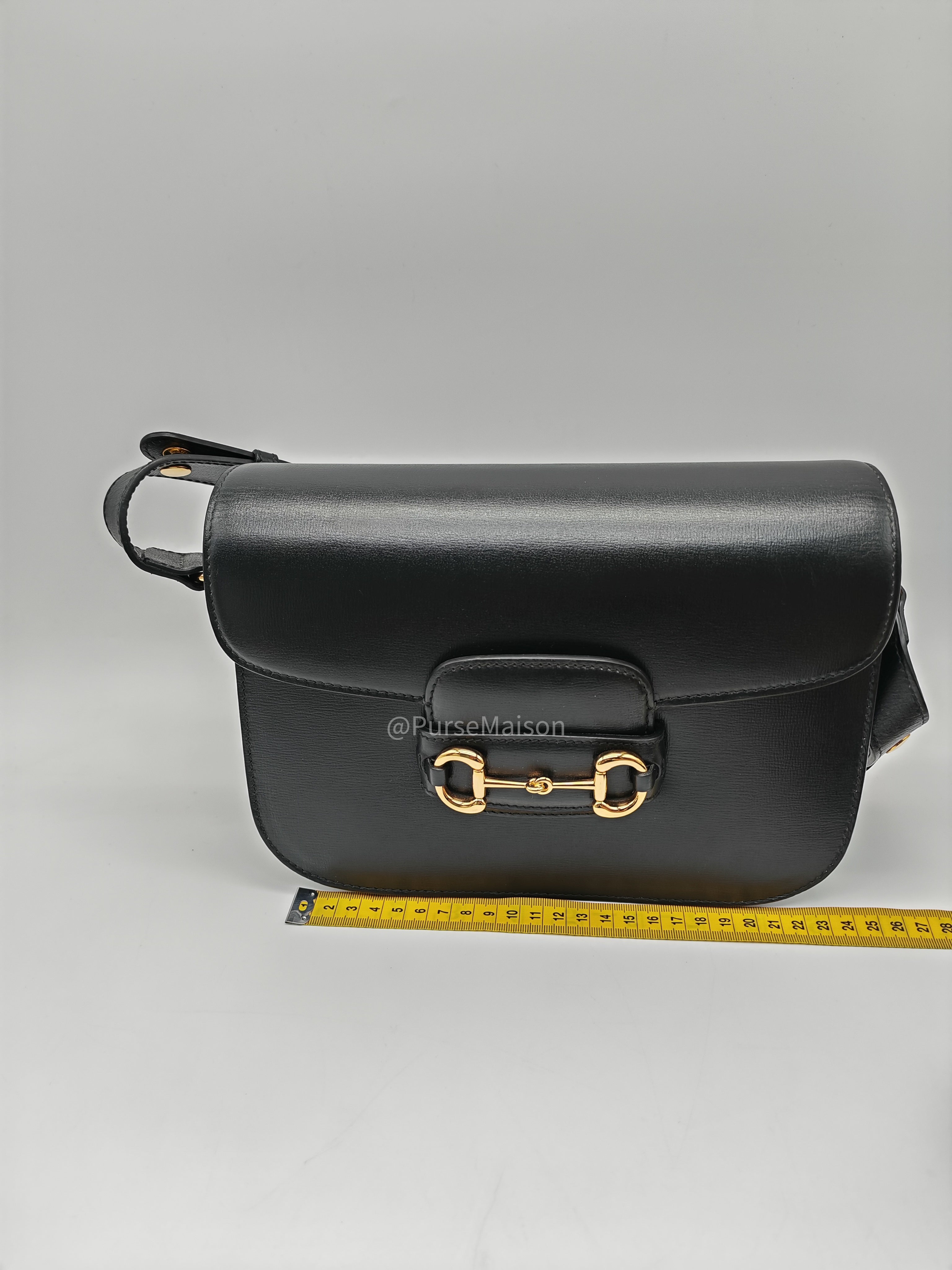 Gucci Horsebit 1955 Shoulder Bag Medium in Black Calfskin Leather