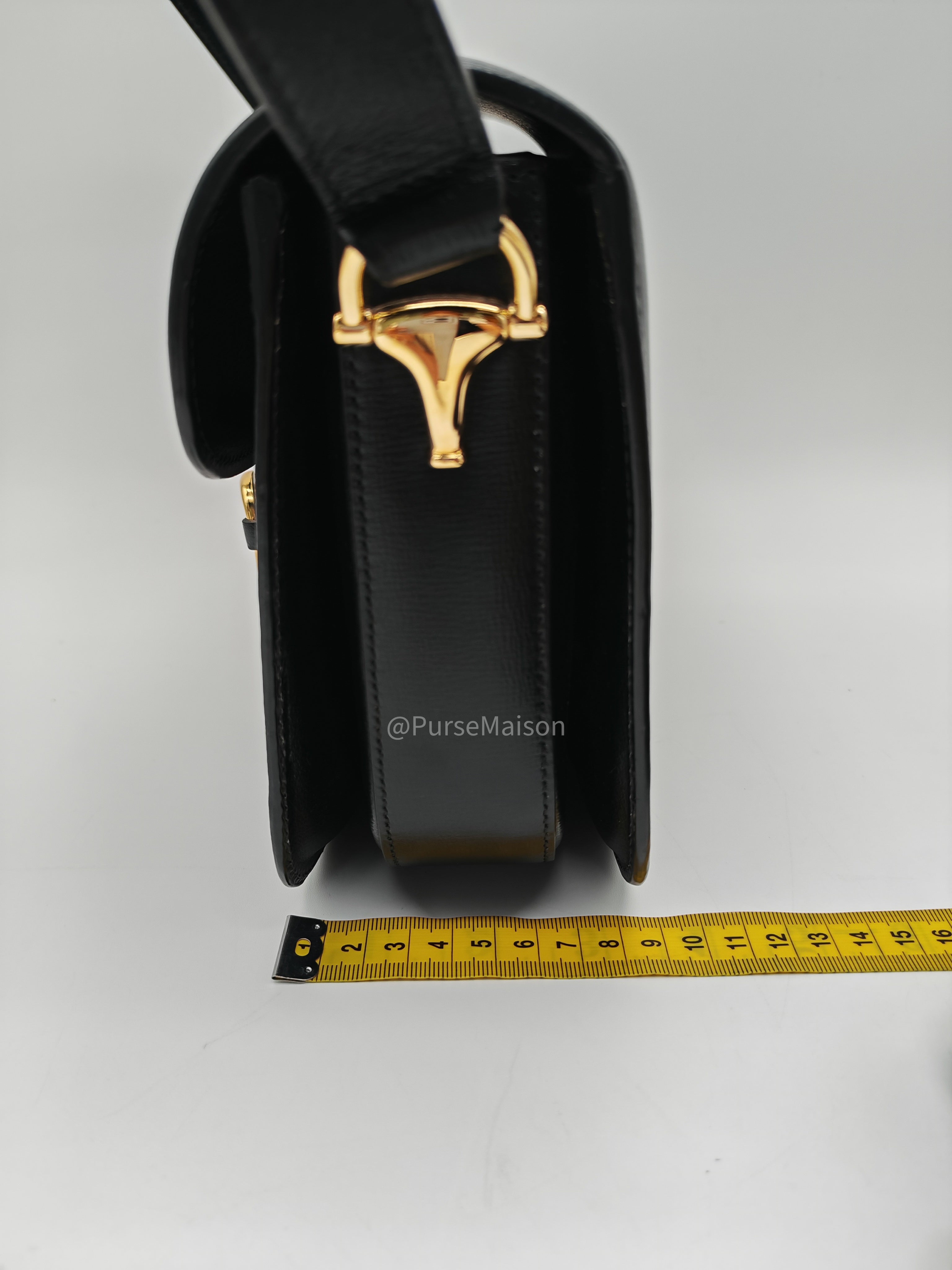 Gucci Horsebit 1955 Shoulder Bag Medium in Black Calfskin Leather