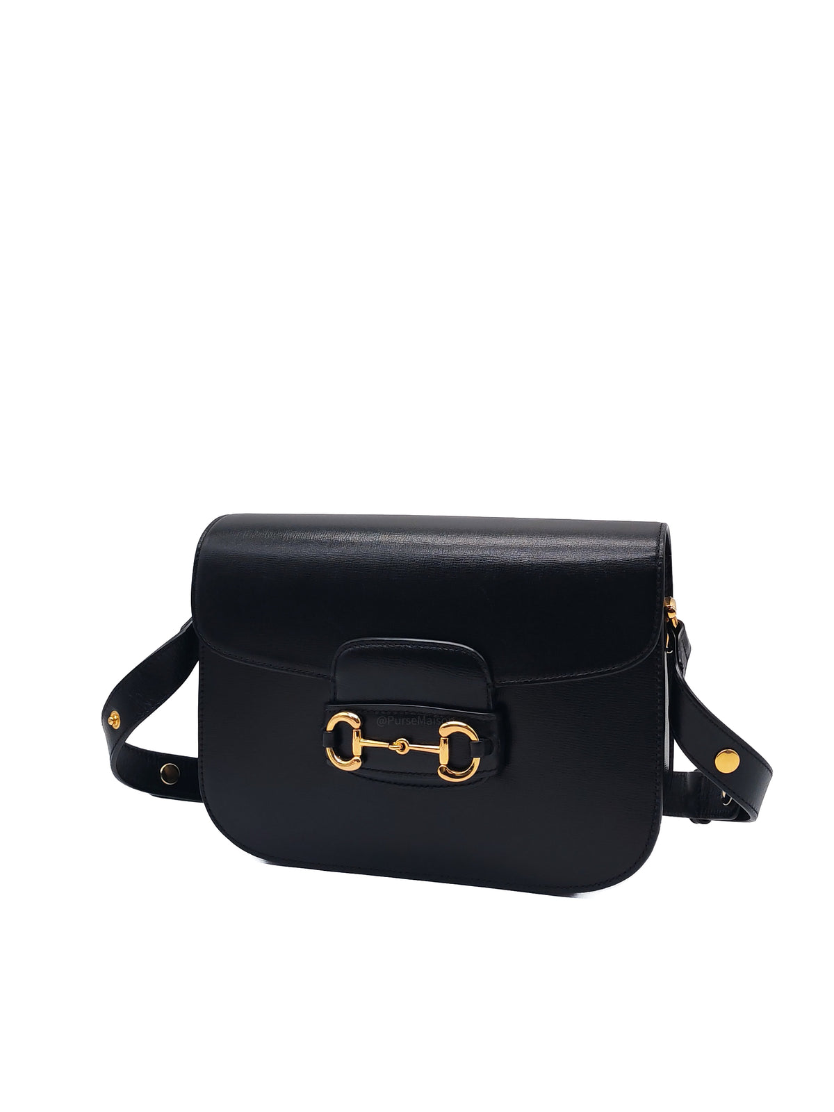 Gucci Horsebit 1955 Shoulder Bag Medium in Black Calfskin Leather